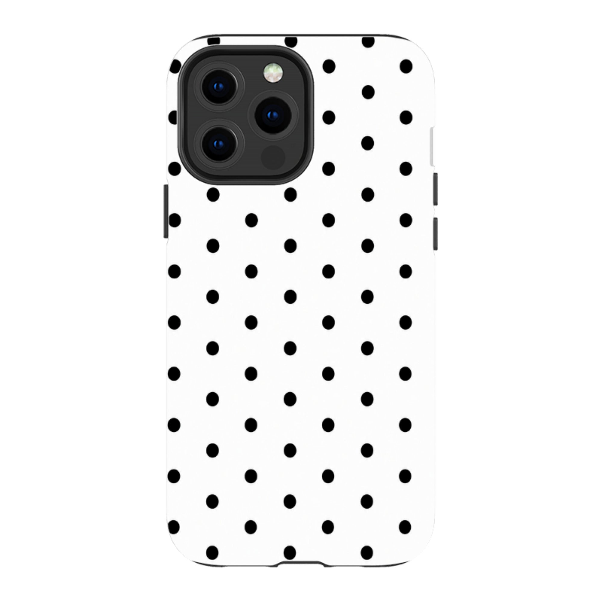 iPhone Tough Case - White & Black Polka Dot