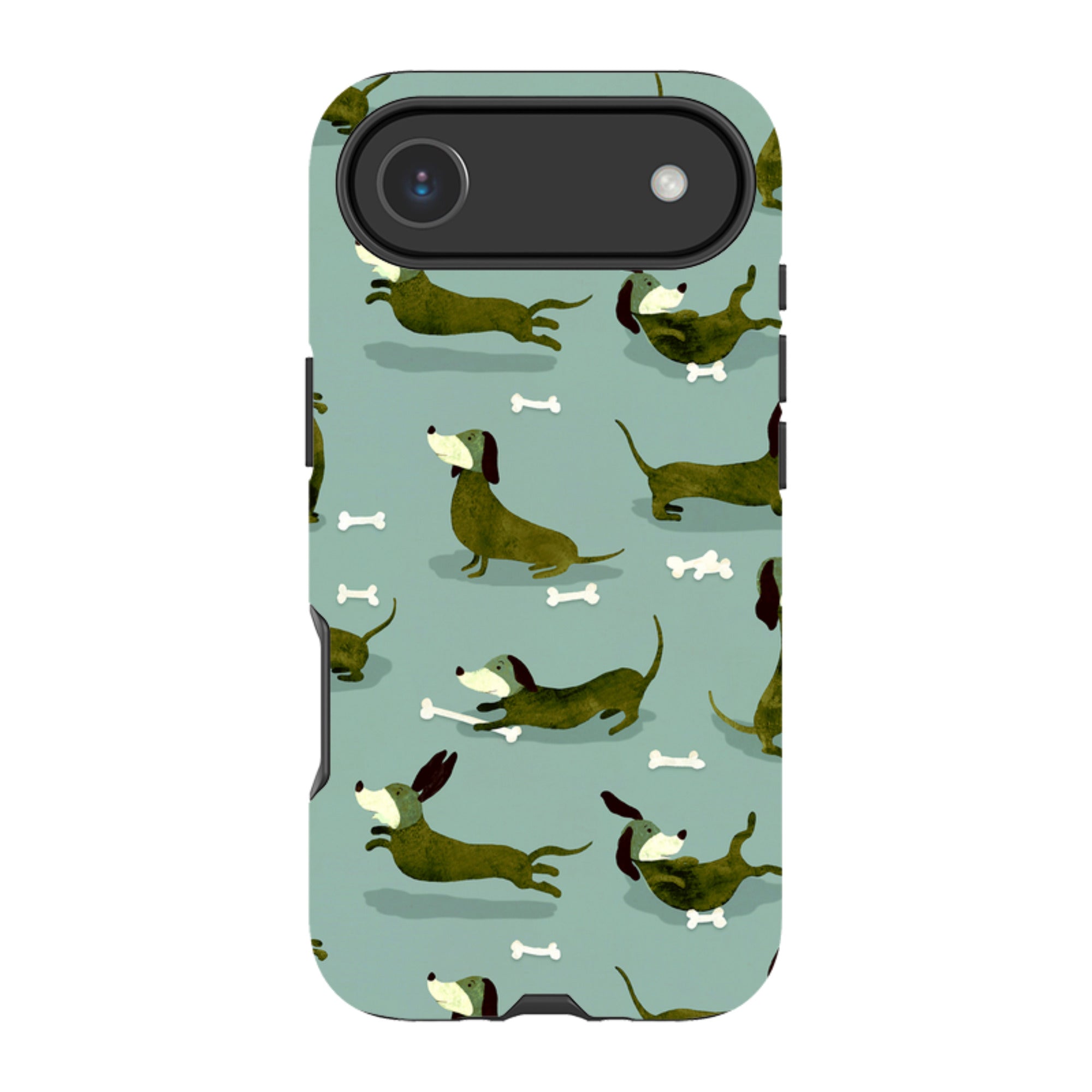 iPhone Tough Case - Dash Dogs Green By Katherine Quinn