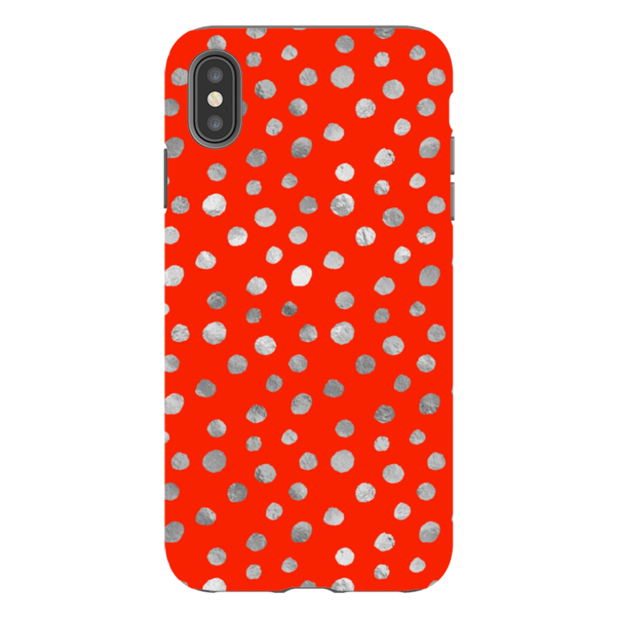 iPhone Tough Case - Red and Silver Dots