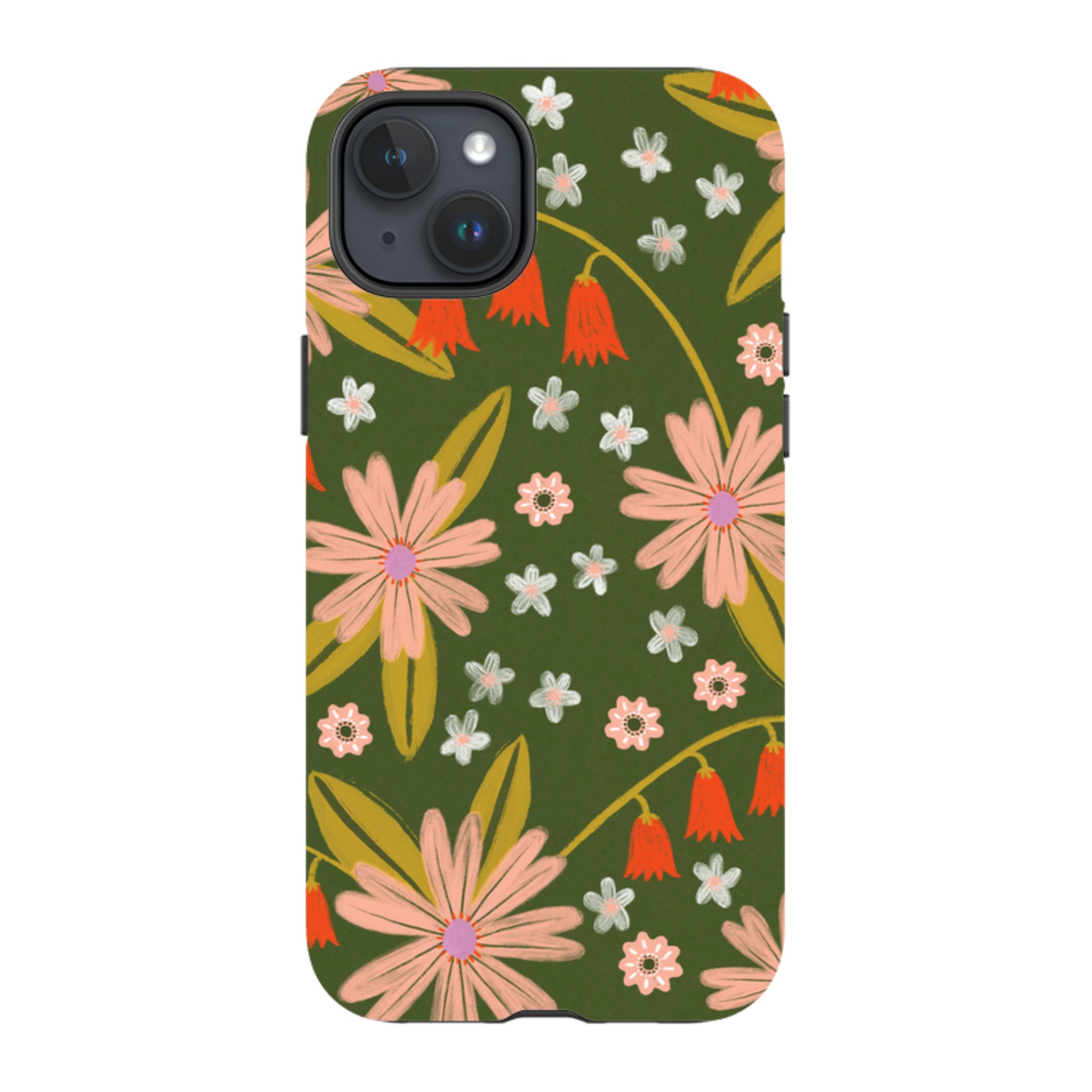 iPhone Tough Case - Red and Green Floral Pattern By Lee Foster Wilson
