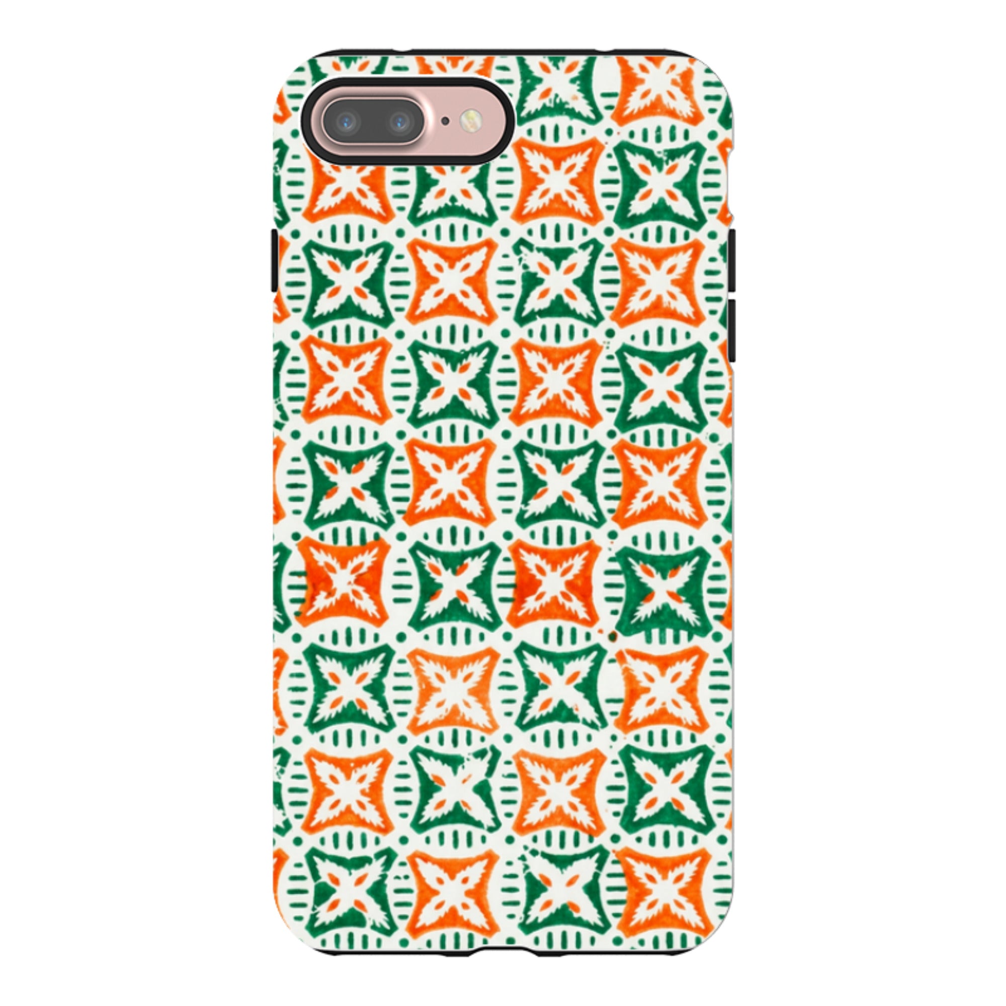 iPhone Tough Case - Orange & Green Tile