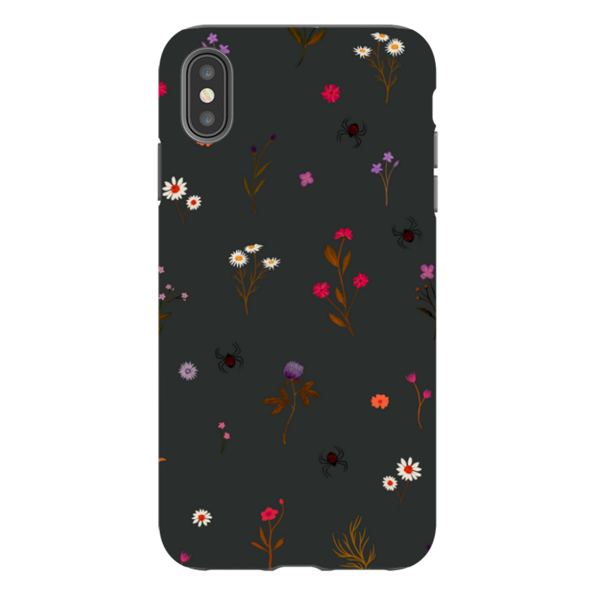 iPhone Tough Case - Florals and Spiders - Charcoal By Katherine Quinn