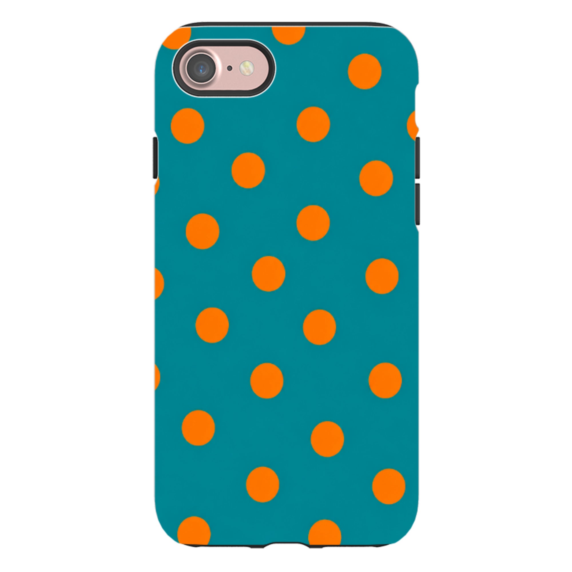 iPhone Tough Case - Teal & Orange Polka Dot