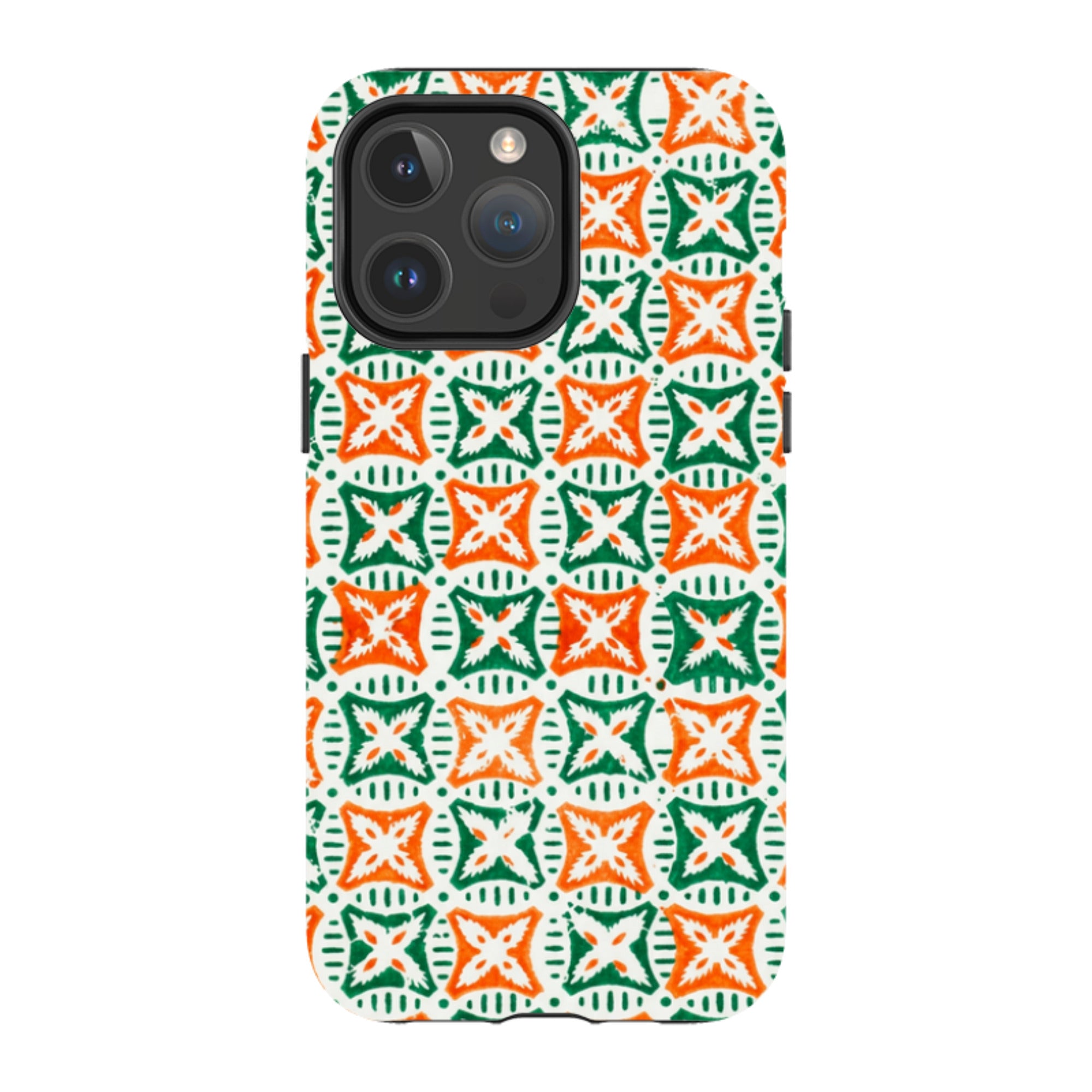 iPhone MagSafe Tough Case - Orange & Green Tile