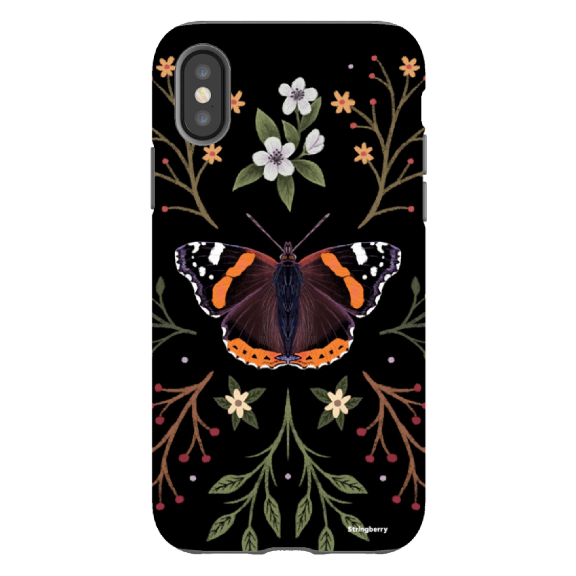 iPhone Tough Case - Red Admiral Butterfly By Anna Stead
