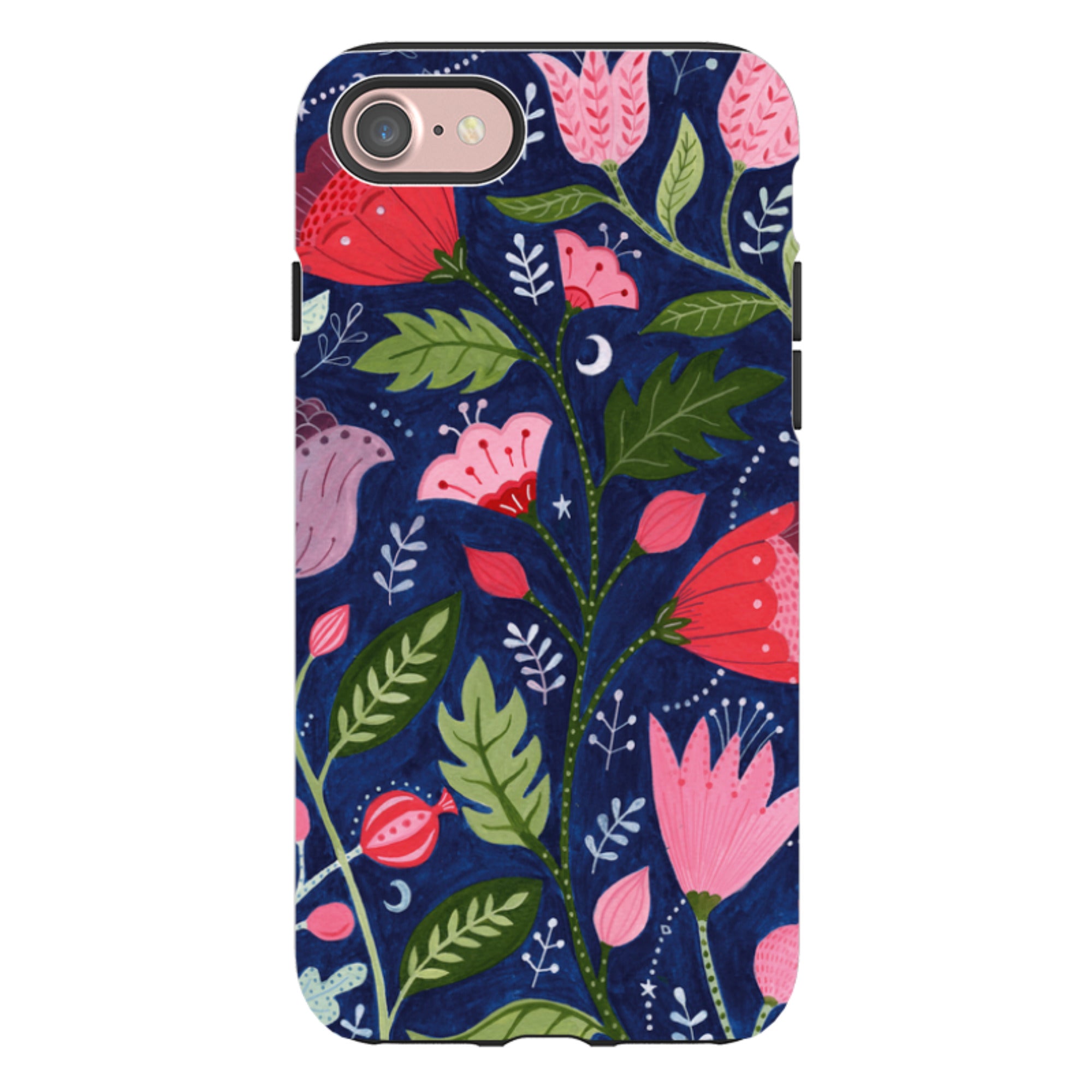 iPhone Tough Case - Flowers On Blue By Bex Parkin