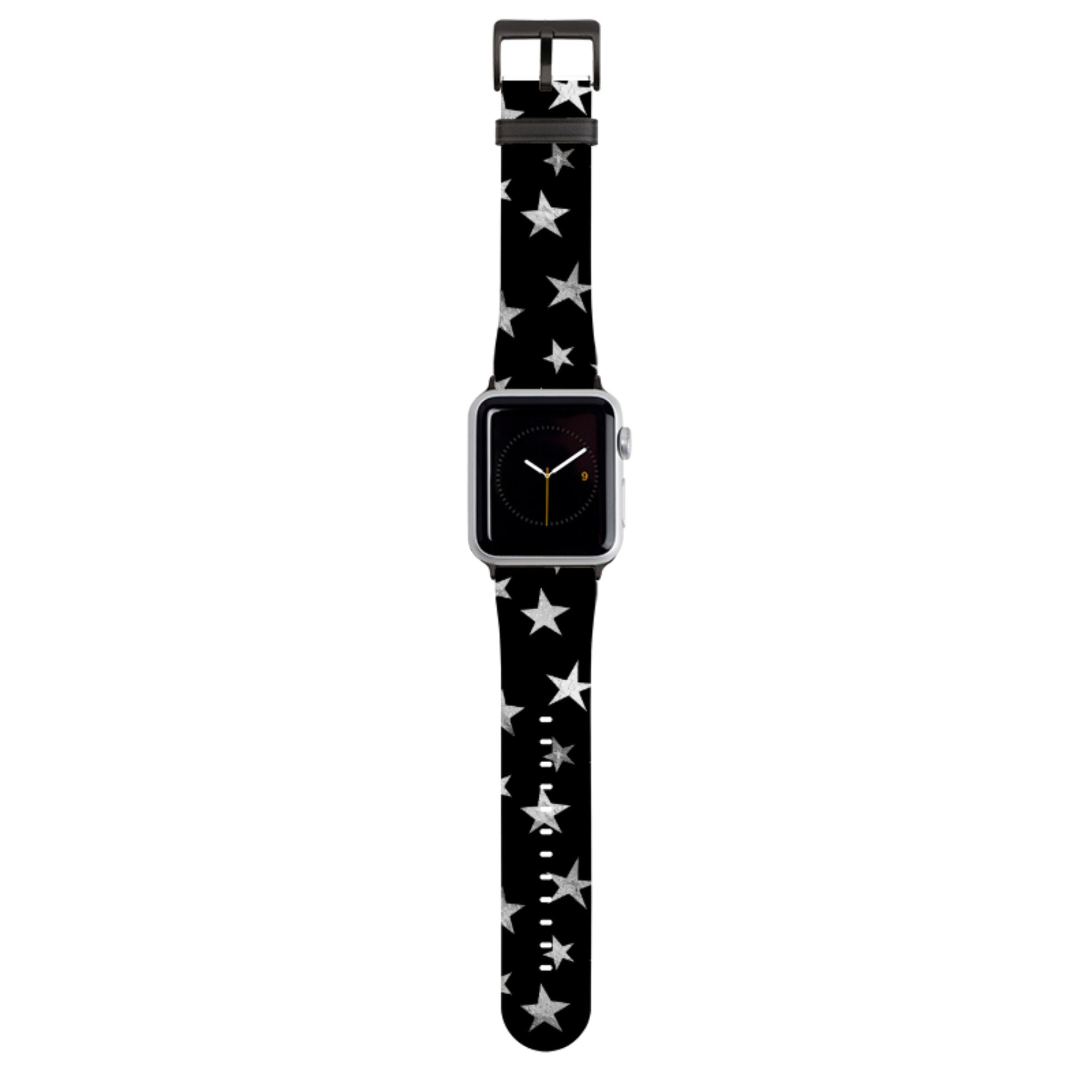 Black and Silver Stars Apple Watch Strap