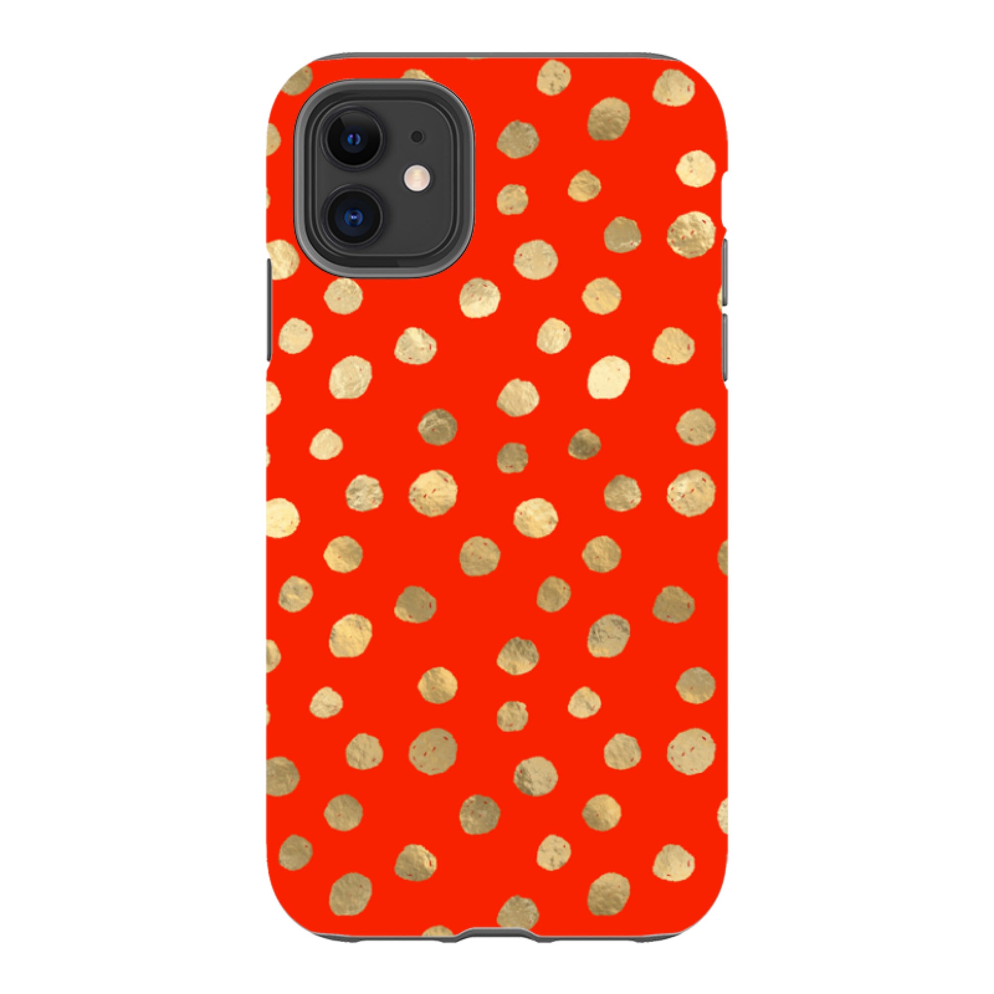 iPhone Tough Case - Red and Golden Dots