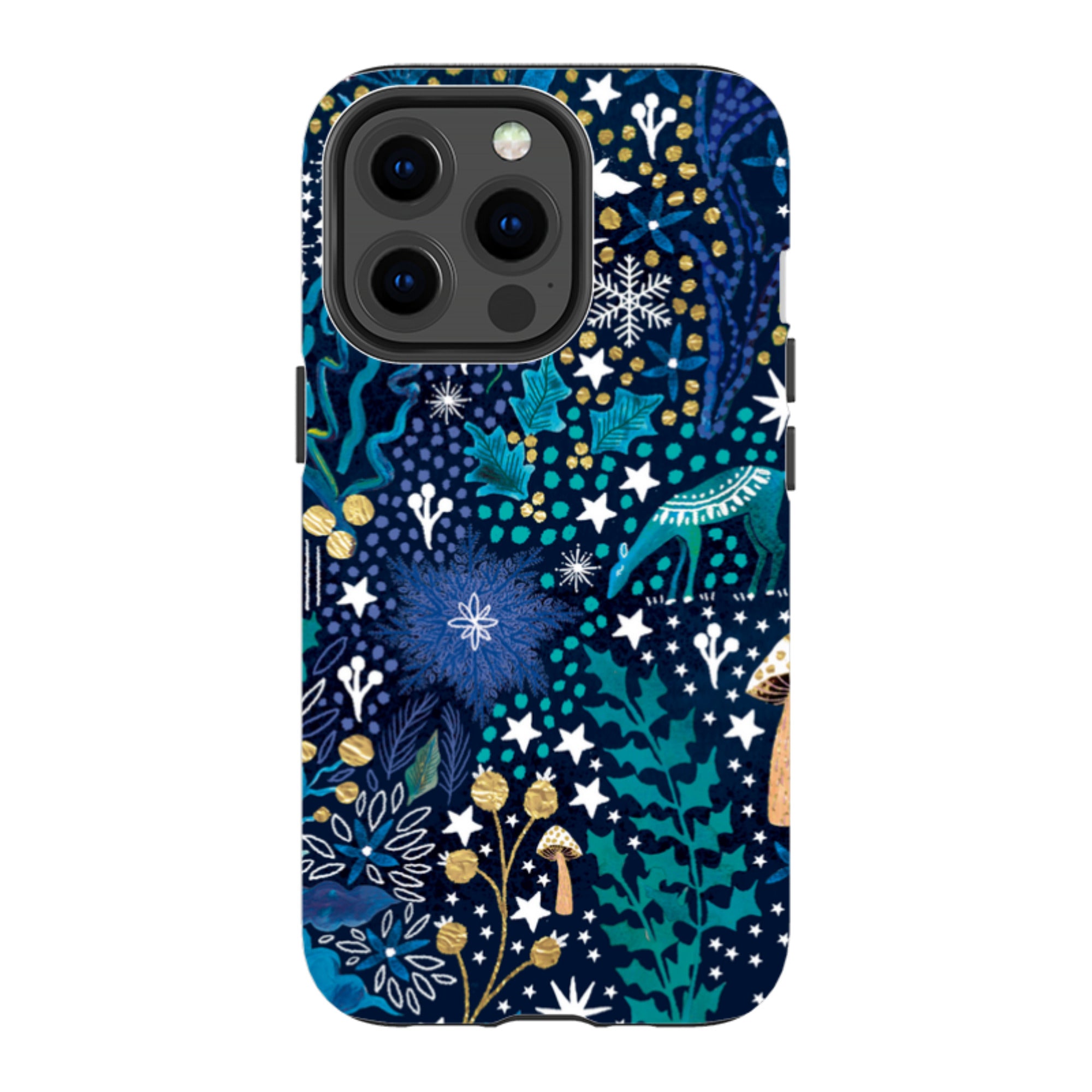 iPhone Tough Case - Winter Flowers Teal By Emma Frances Grant