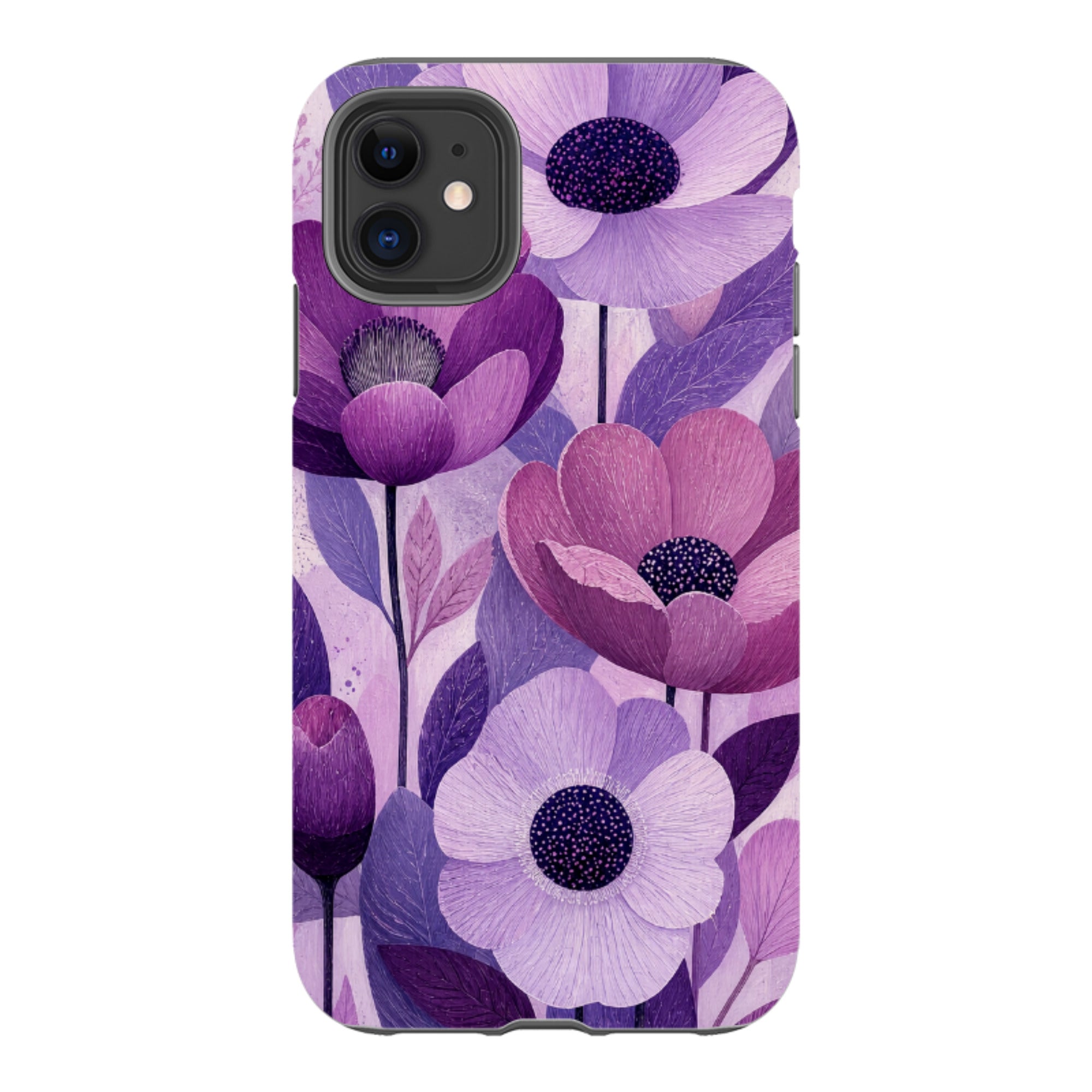 iPhone Tough Case - Purple Woodgrain Floral