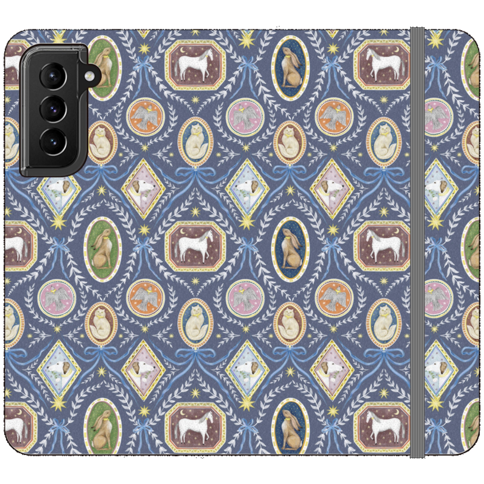 Charleston Dusk Blue Wallet Case By Catherine Rowe