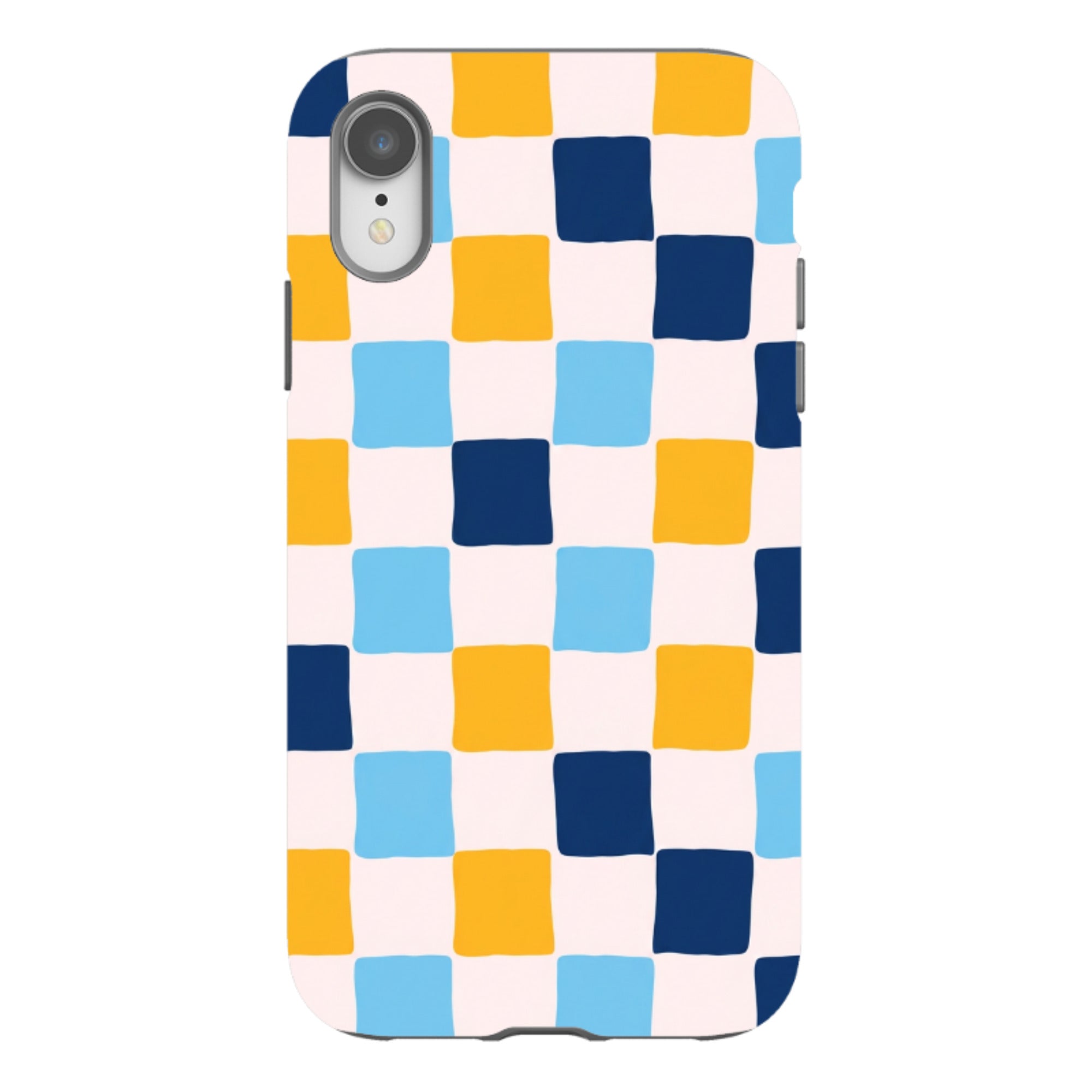 iPhone Tough Case - Blue & Yellow Checkerboard
