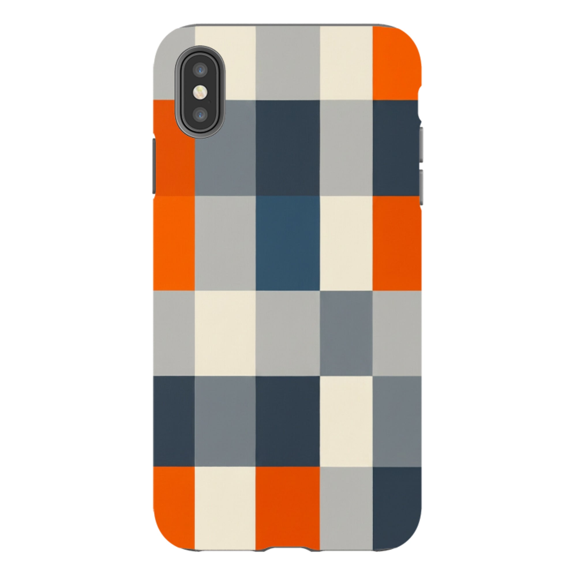 iPhone Tough Case - Navy Blue & Orange Plaid