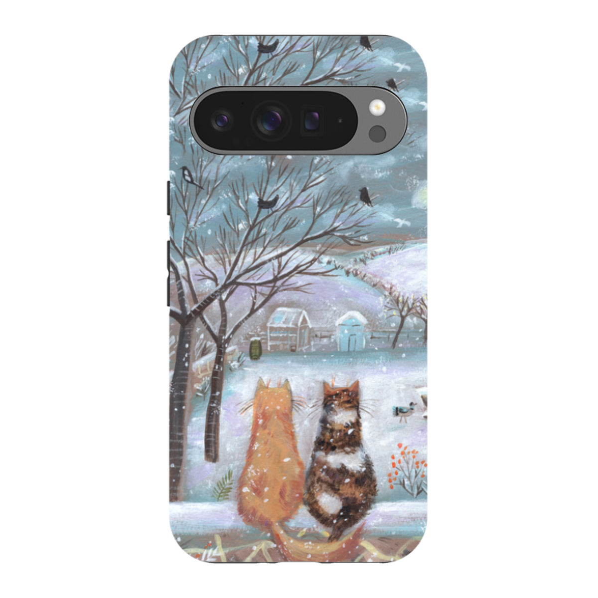 Google Tough Case - Winter Cottage Cats By Mary Stubberfield