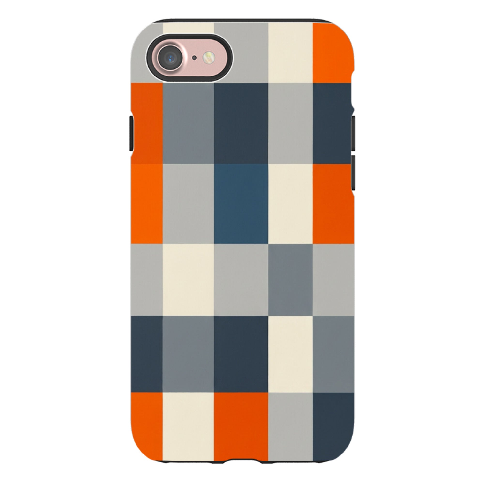 iPhone Tough Case - Navy Blue & Orange Plaid