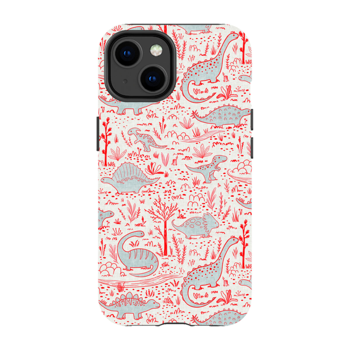 iPhone Tough Case - Dinosaur line Red and Blue By Katherine Quinn