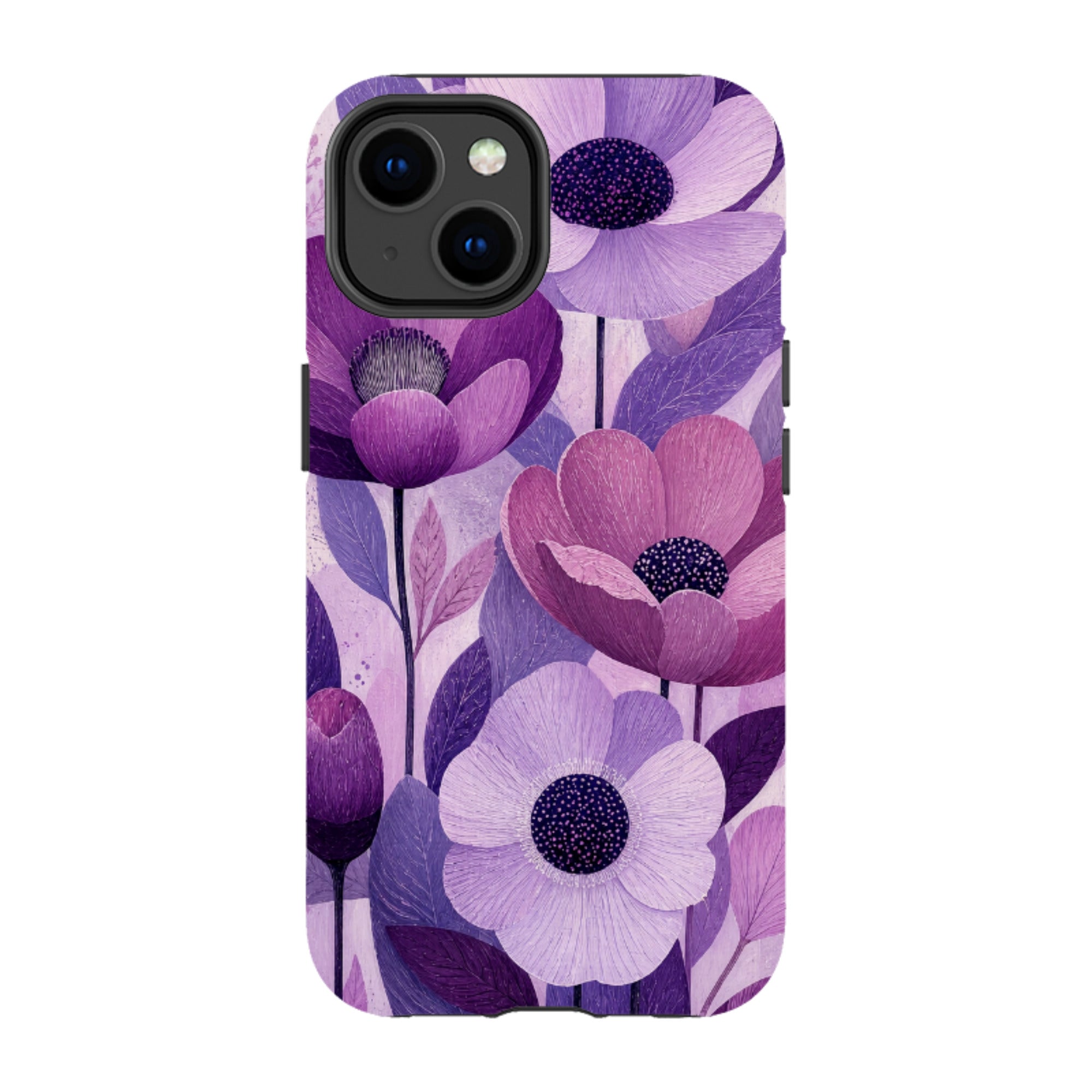 iPhone Tough Case - Purple Woodgrain Floral