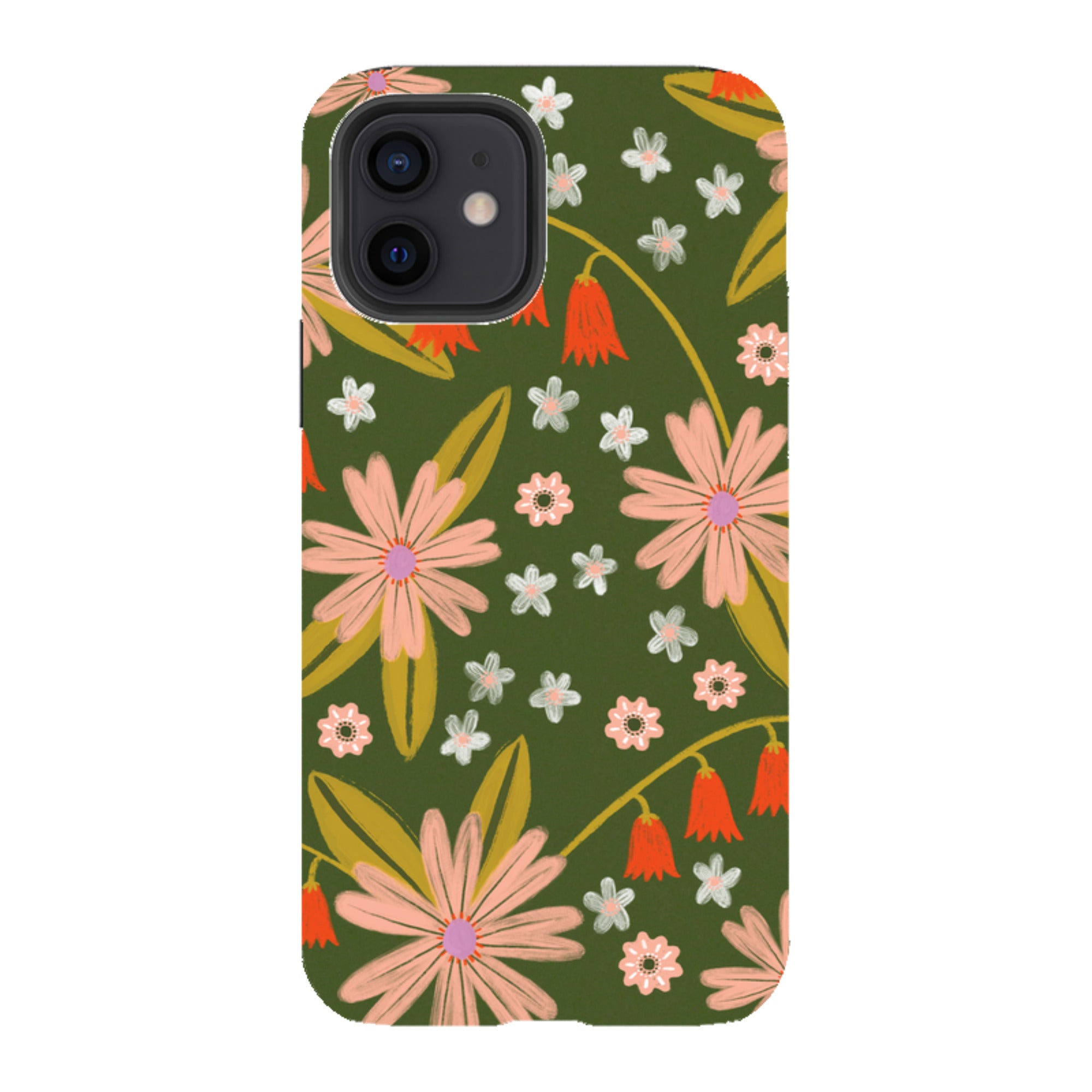 iPhone Tough Case - Red and Green Floral Pattern By Lee Foster Wilson