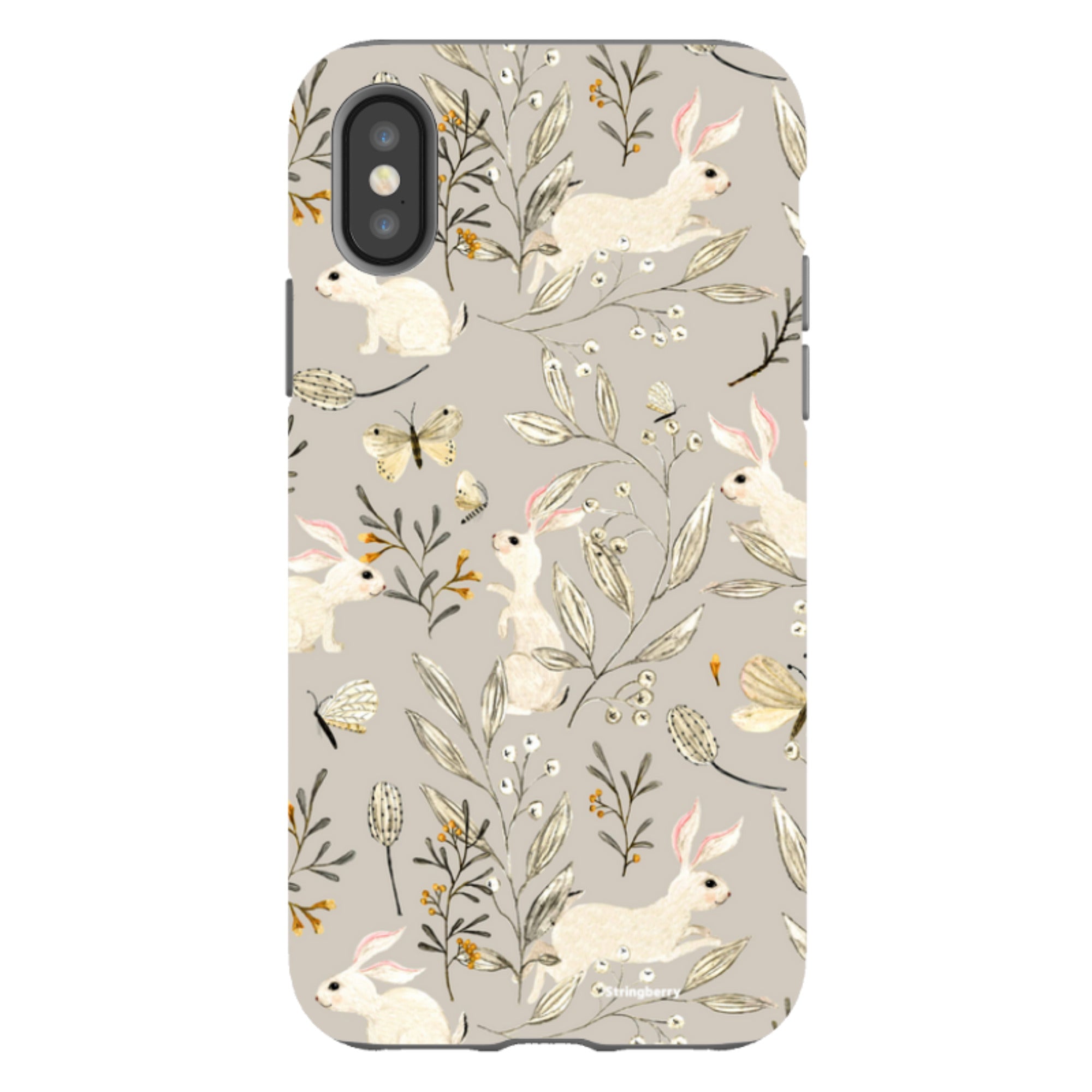 iPhone Tough Case - Bunnies Grey By Katherine Quinn