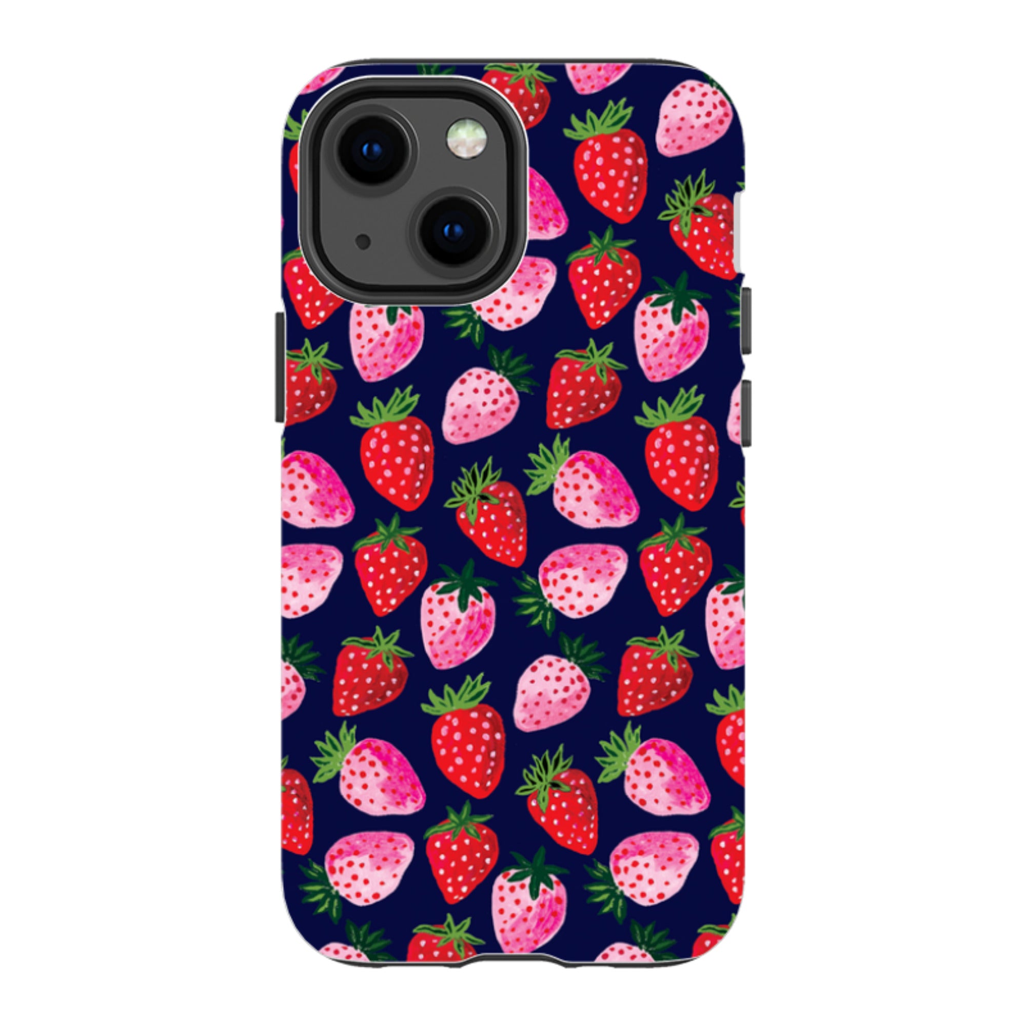 iPhone Tough Case - Strawberry Scatter Navy By Emma Frances Grant