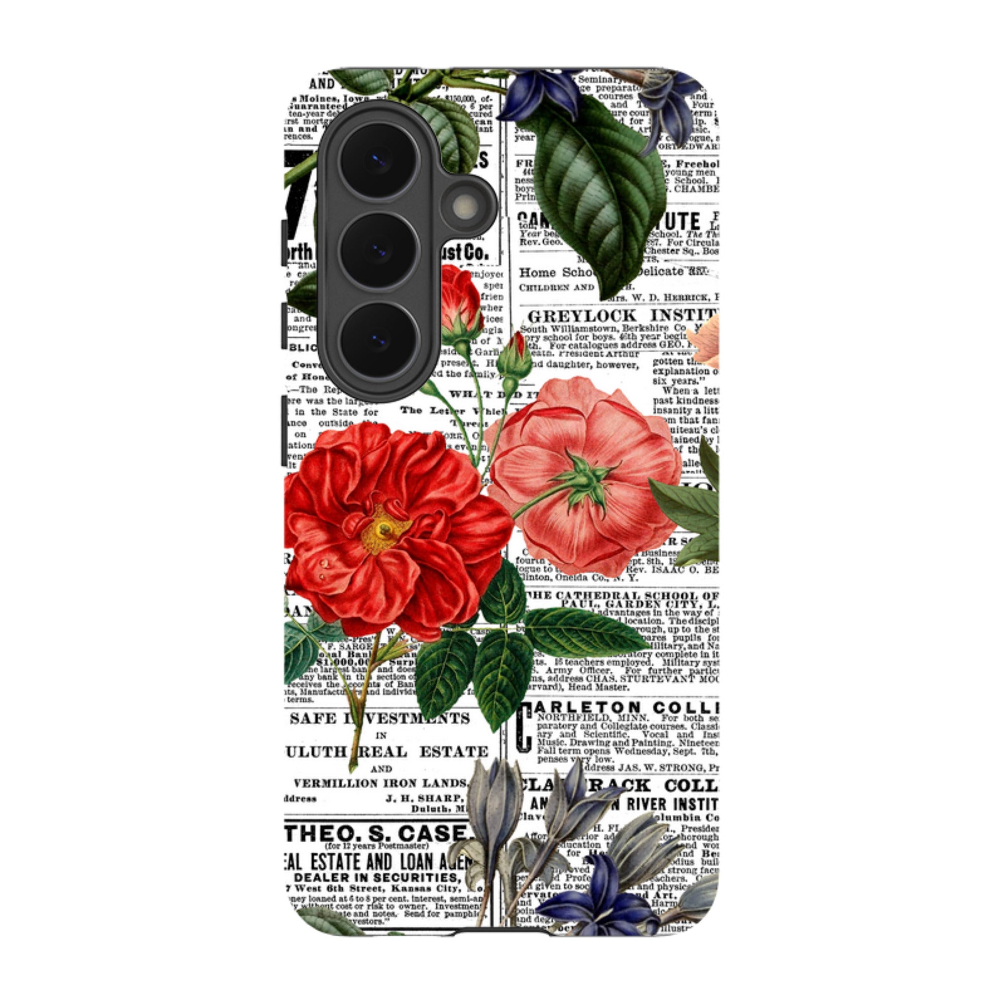 Samsung Tough Case - Floral Newsprint