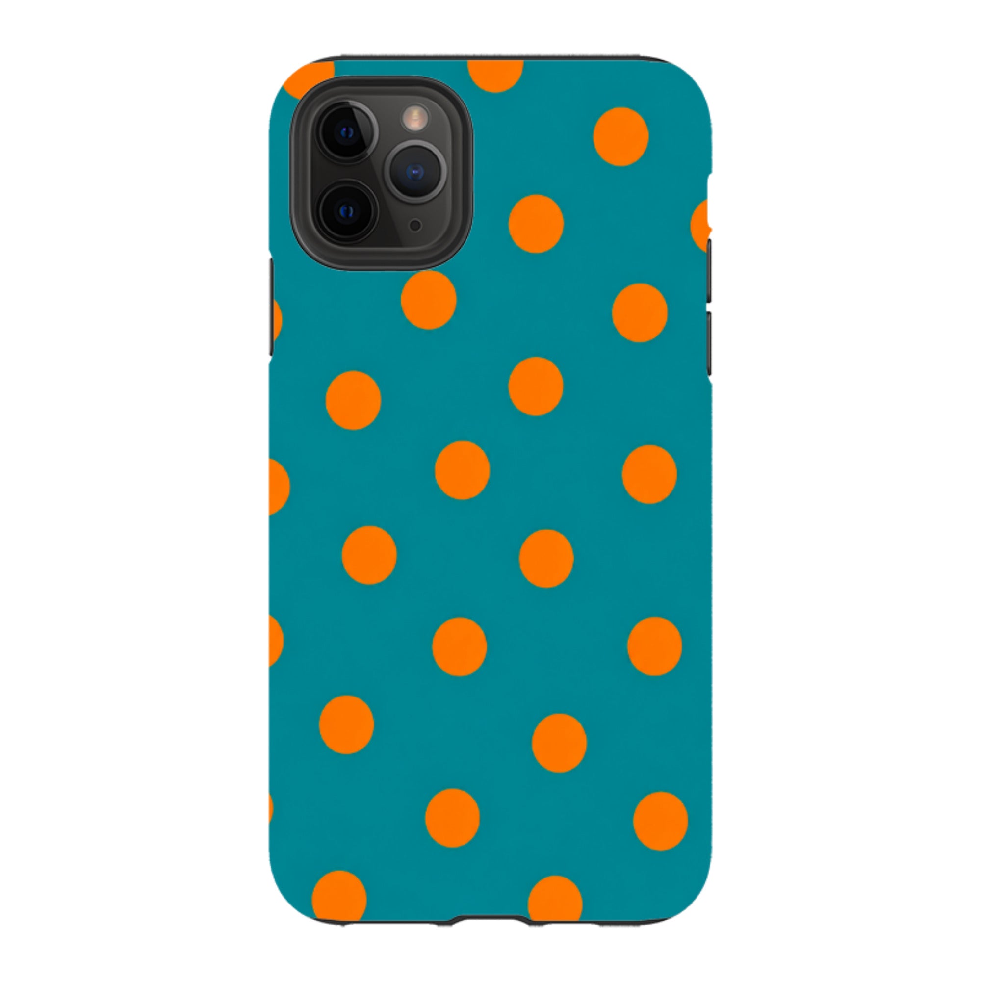 iPhone Tough Case - Teal & Orange Polka Dot