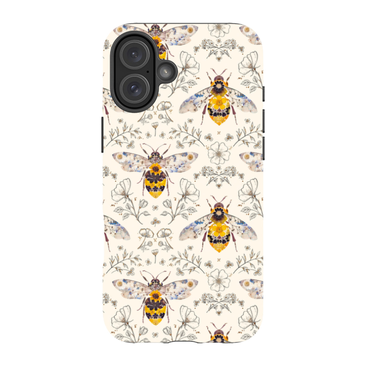 iPhone MagSafe Tough Case - Alabaster Bumble Bee Multi By Helen Ahpornsiri