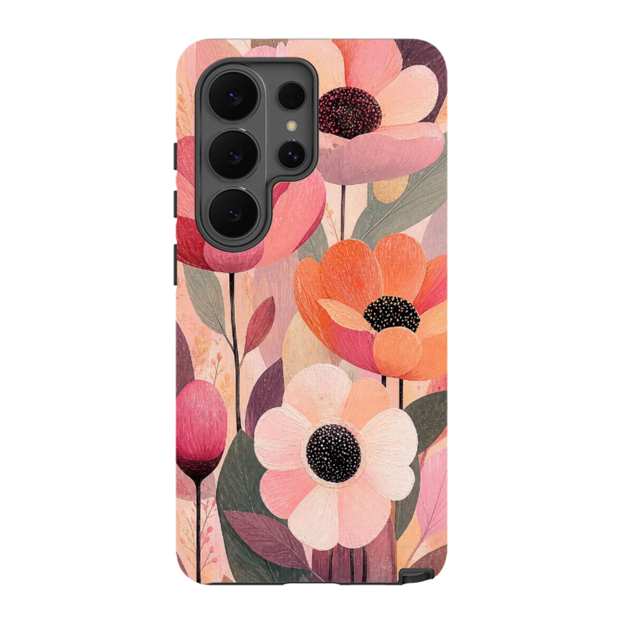 Samsung Tough Case - Peach Woodgrain Floral