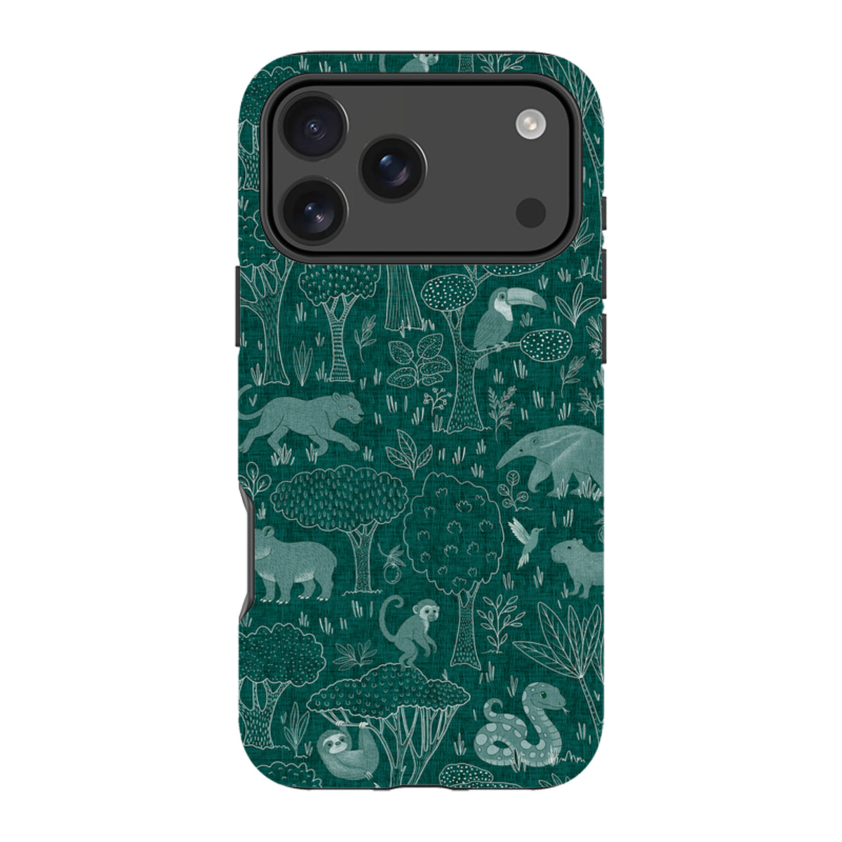 iPhone Tough Case - Tropical Jungle Animals teal By Katherine Quinn
