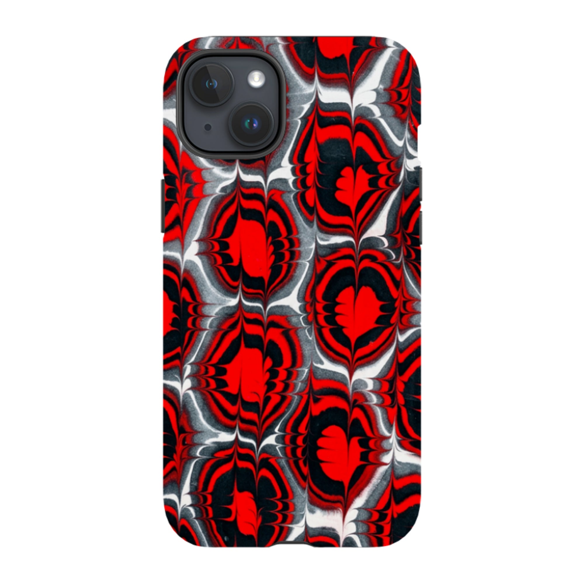 iPhone Tough Case - Red & Black Marble