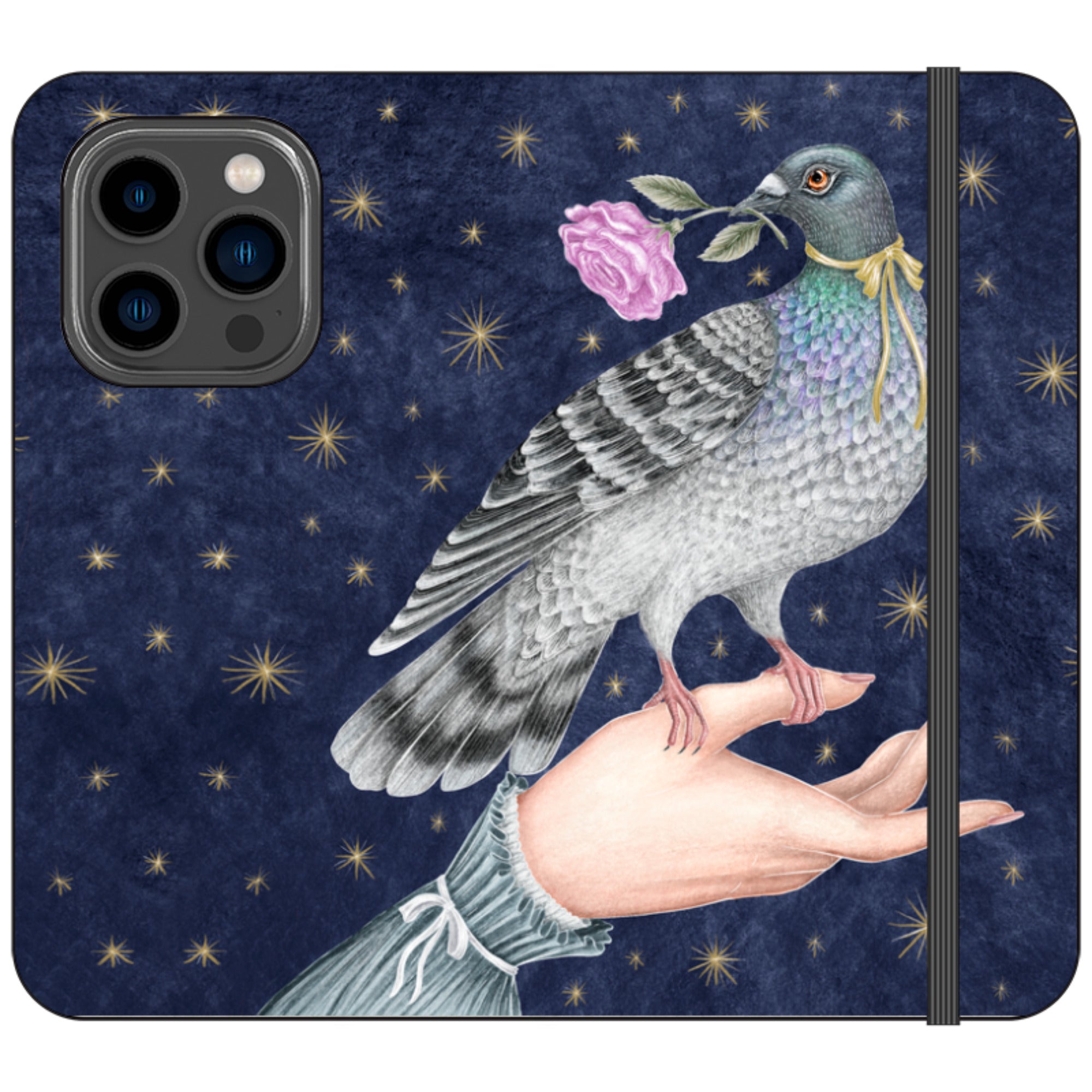 Pigeon With Rose Wallet Case By Catherine Rowe