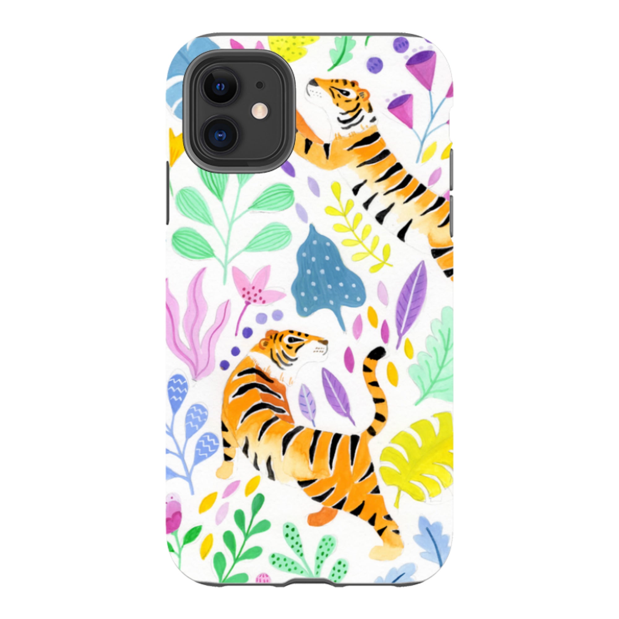 iPhone Tough Case - Tigers And Flowers By Bex Parkin