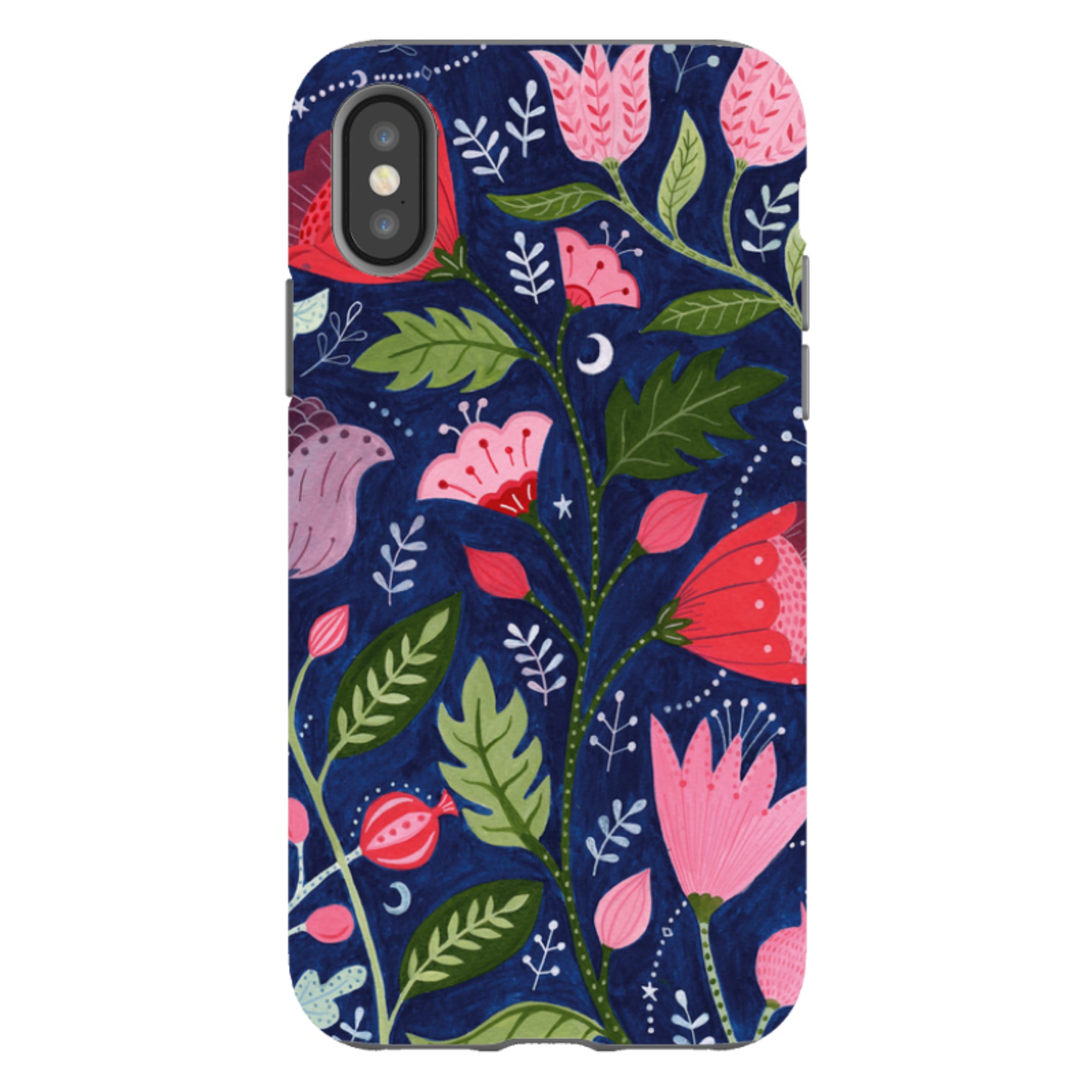 iPhone Tough Case - Flowers On Blue By Bex Parkin