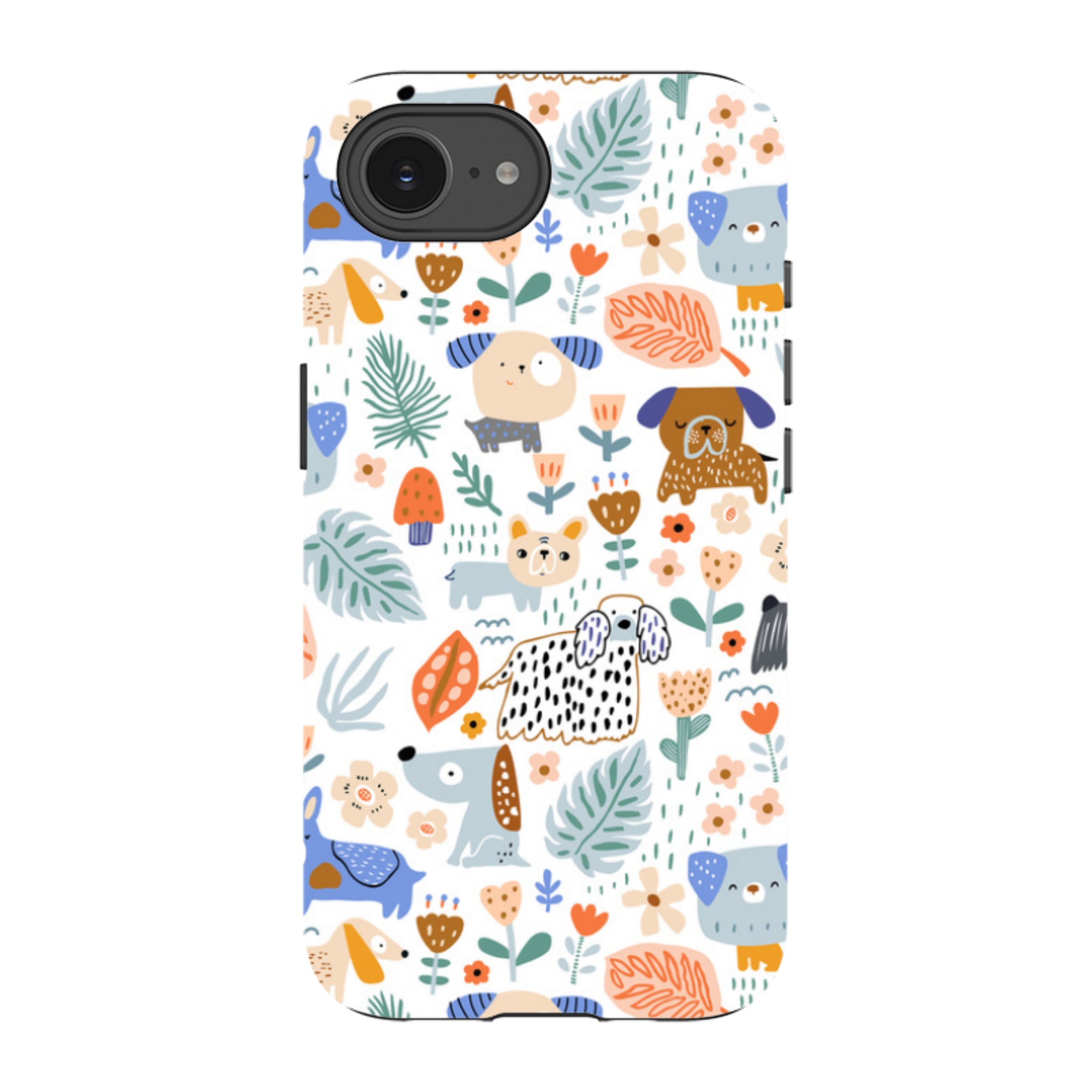 iPhone Tough Case - Dog Floral Pattern