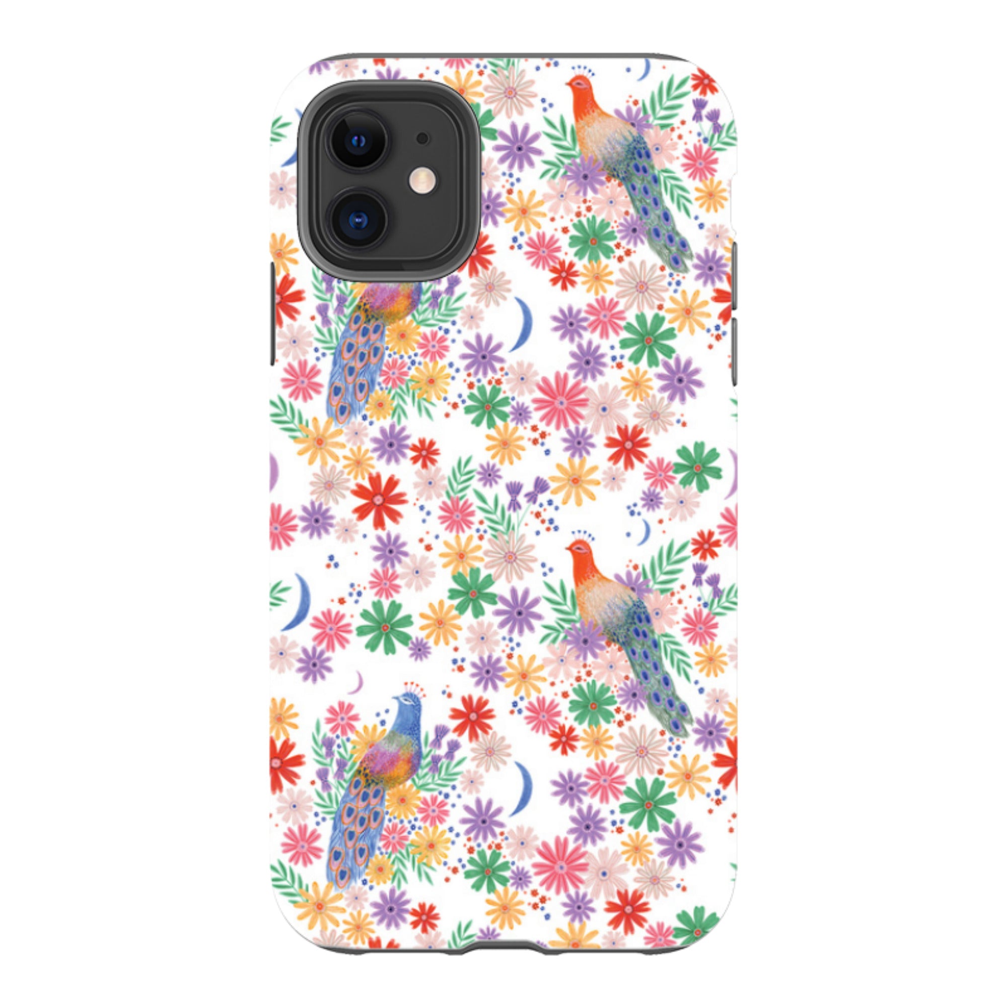 iPhone Tough Case - Peacock Pattern White By Lee Foster Wilson