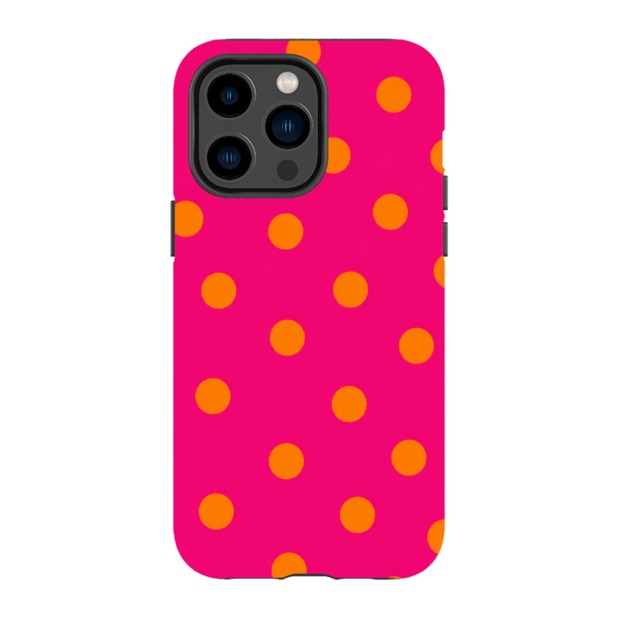 iPhone Tough Case - Hot Pink & Orange Polka Dot