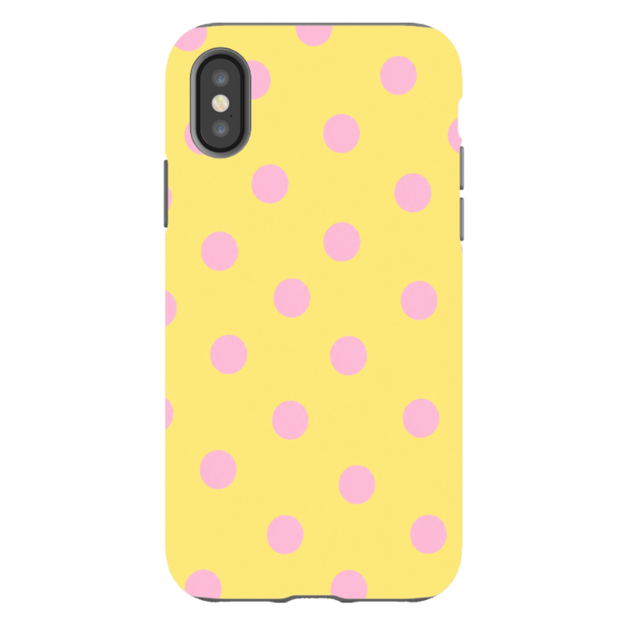 iPhone Tough Case - Yellow & Pink Polka Dot