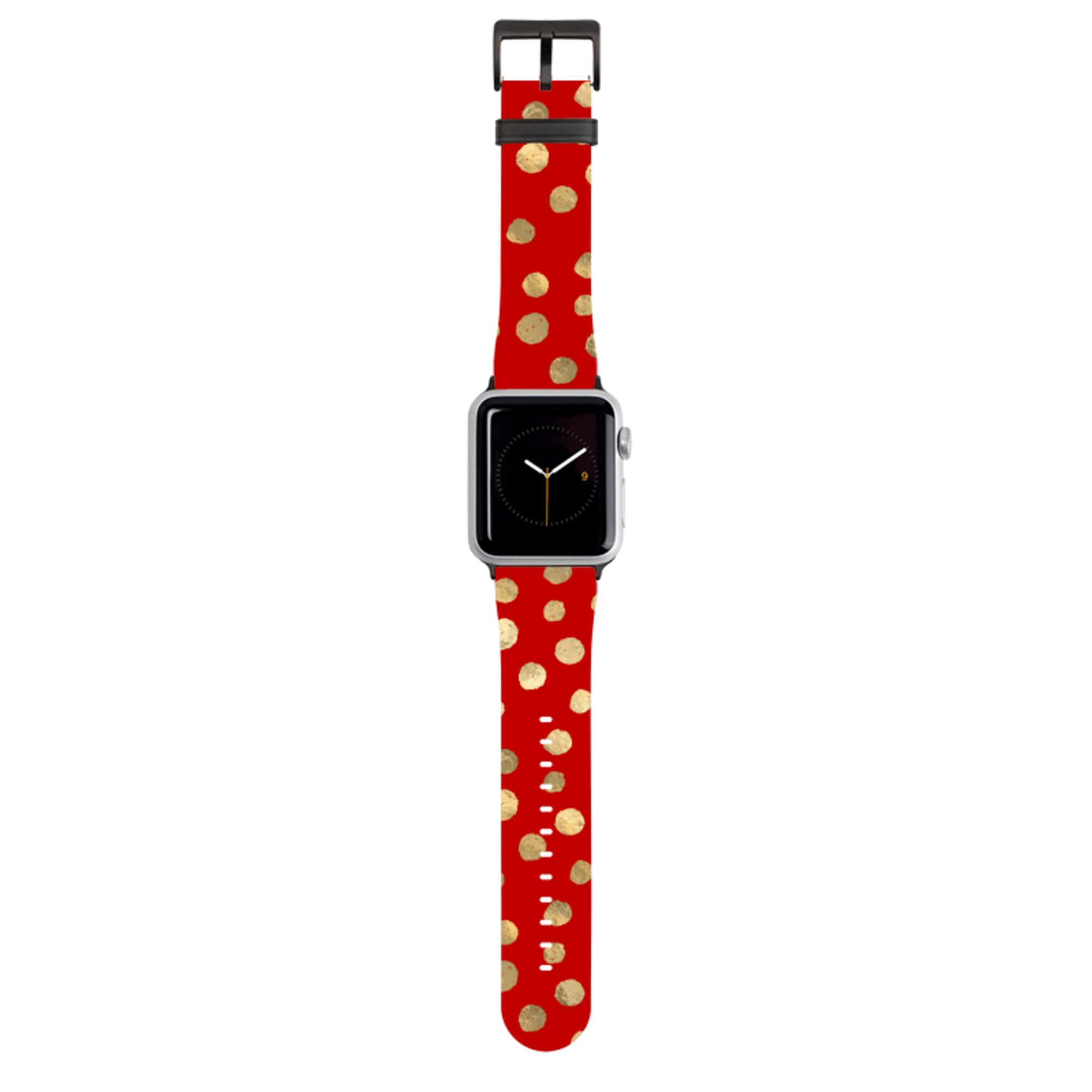 Burgundy and Gold Stars Apple Watch Strap