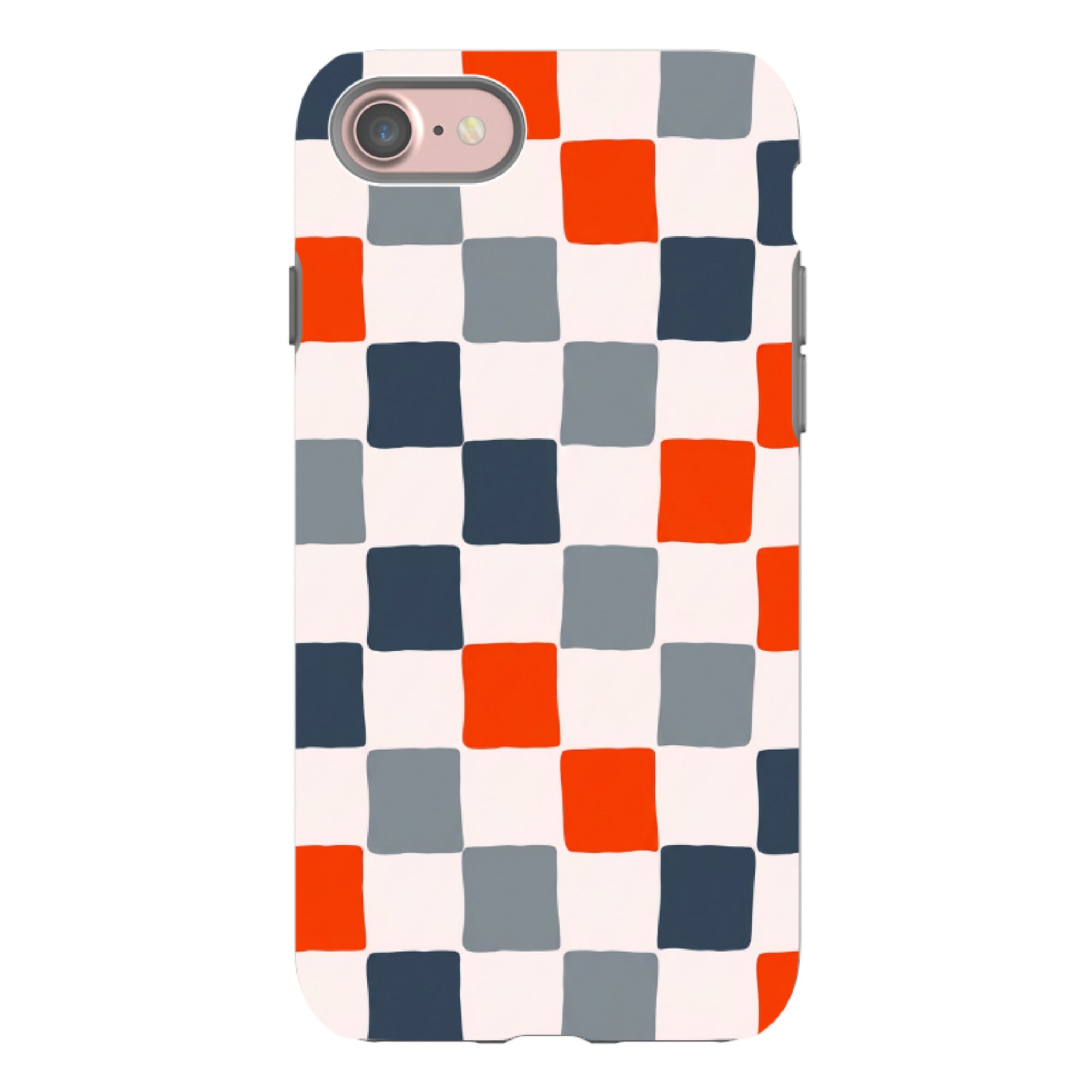 iPhone Tough Case - Orange & Navy Checkerboard