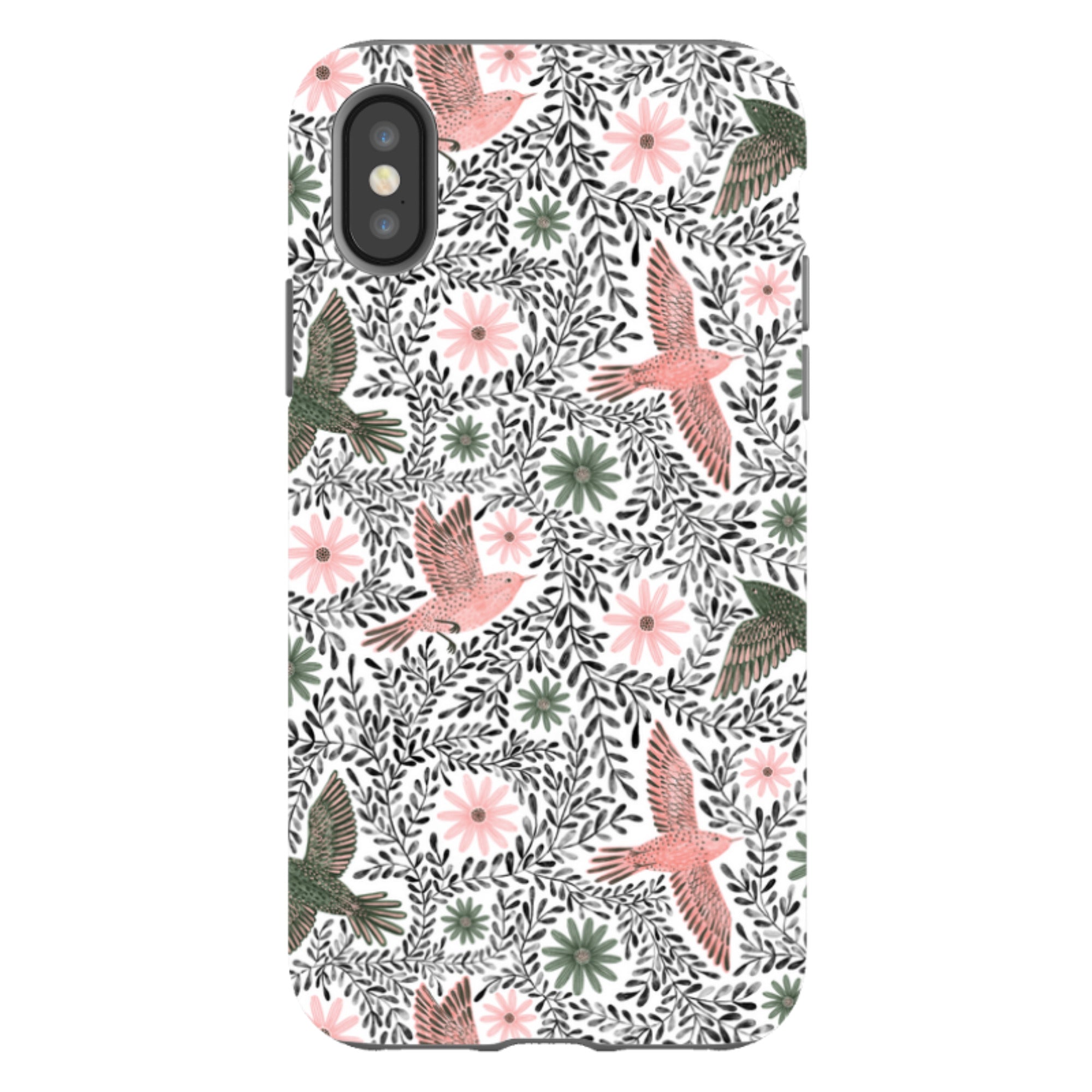 iPhone Tough Case - Bird Pattern Black By Lee Foster Wilson