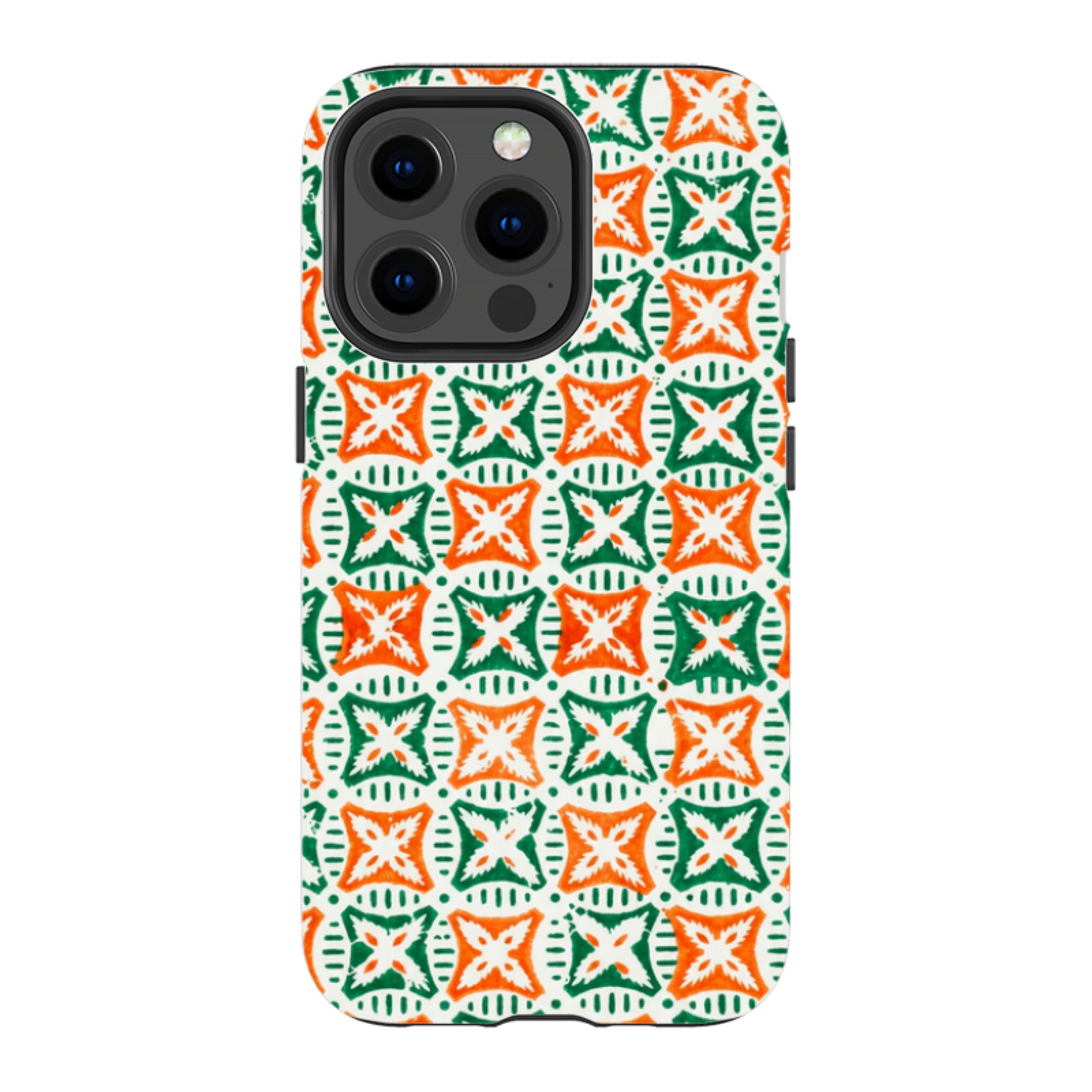 iPhone Tough Case - Orange & Green Tile