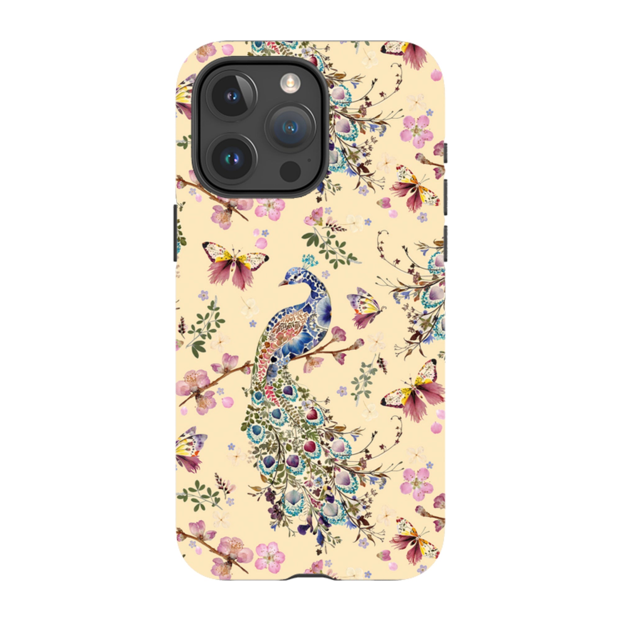 iPhone Tough Case - Peacock and Cherry Blossoms Lilly By Helen Ahpornsiri