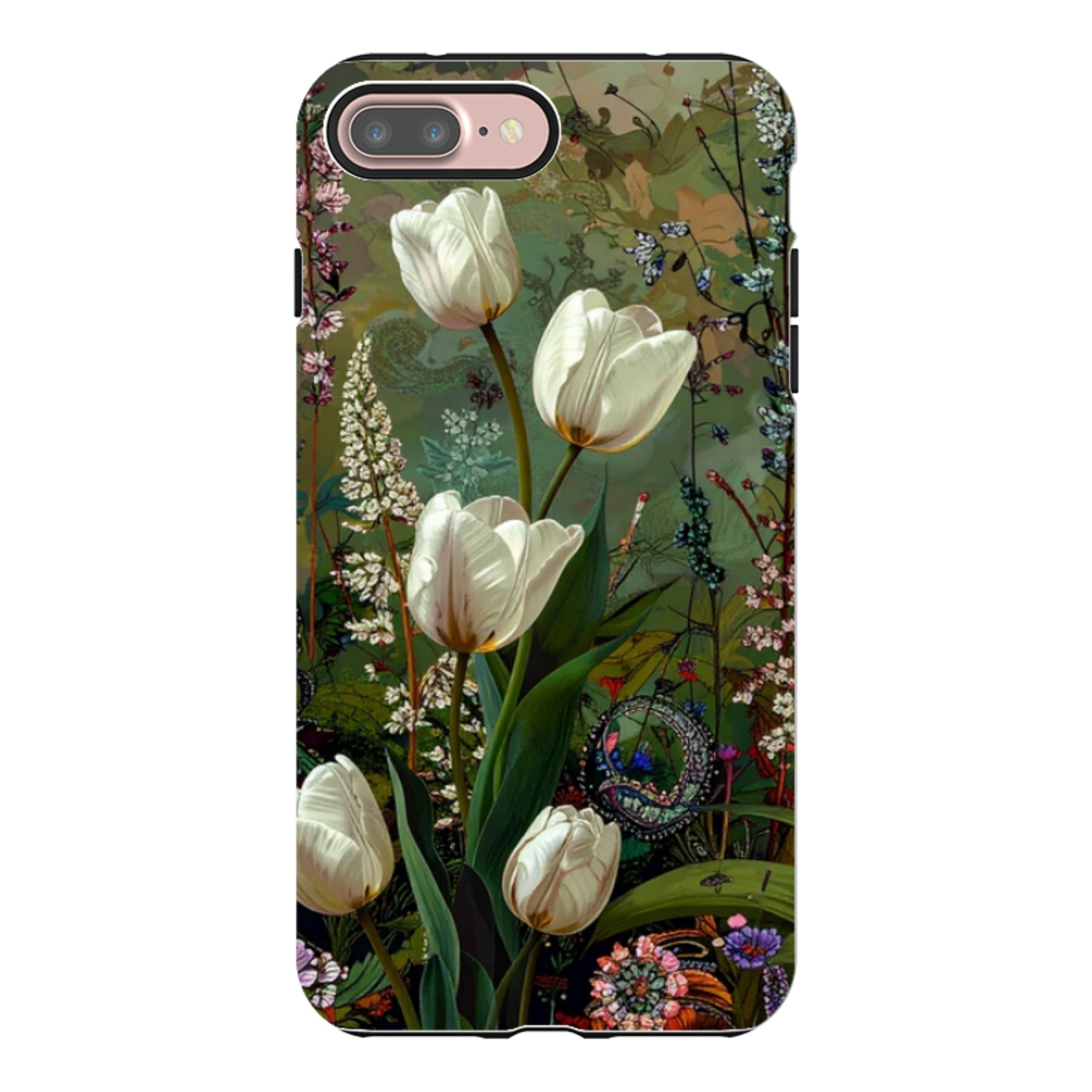 iPhone Tough Case - Green Vyne White Tulips