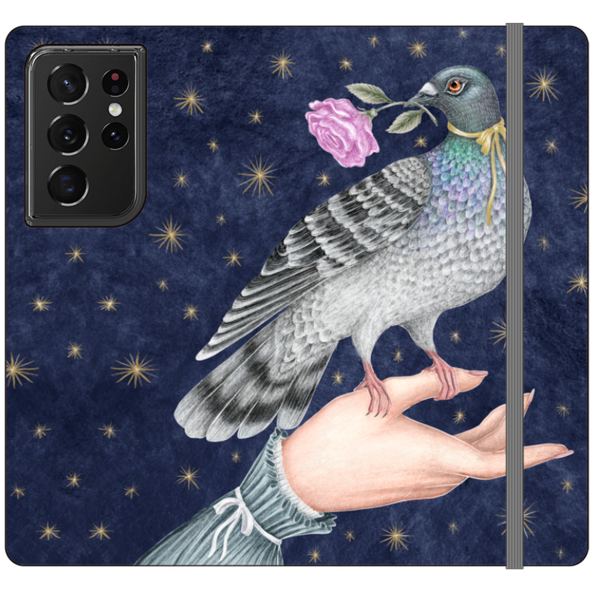 Pigeon With Rose Wallet Case By Catherine Rowe