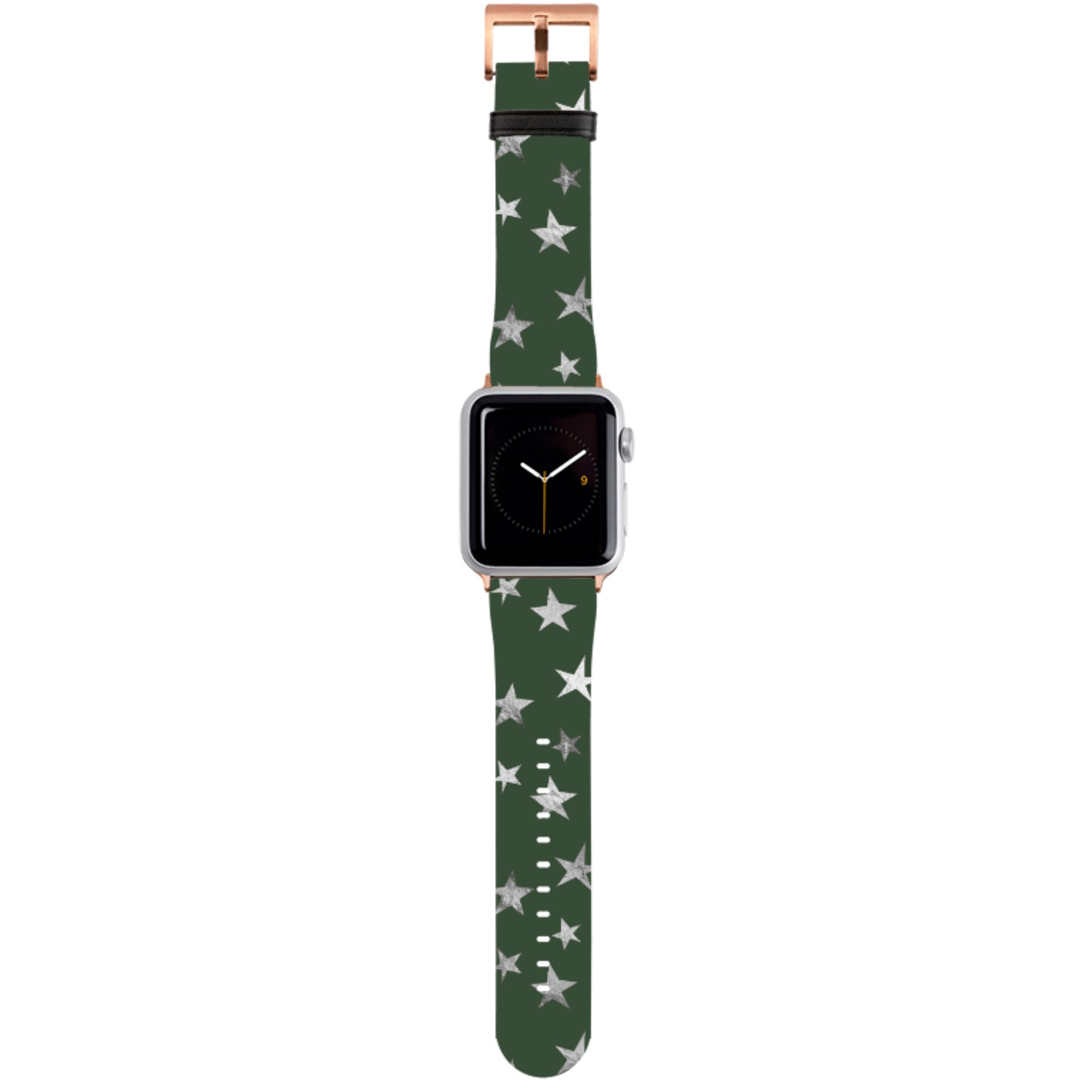 Green and Silver Stars Apple Watch Strap
