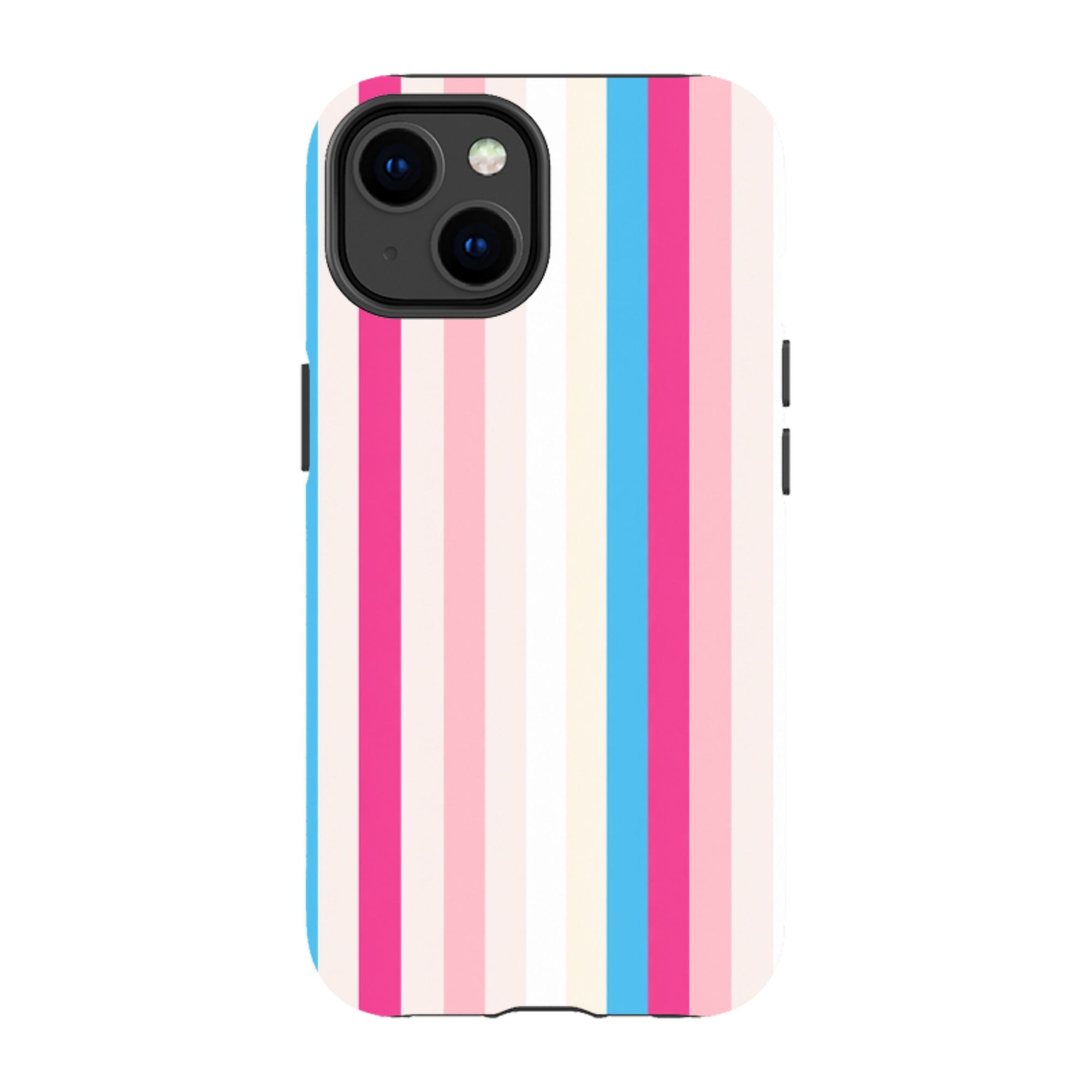 iPhone Tough Case - Pink, Blue & Cream Stripe