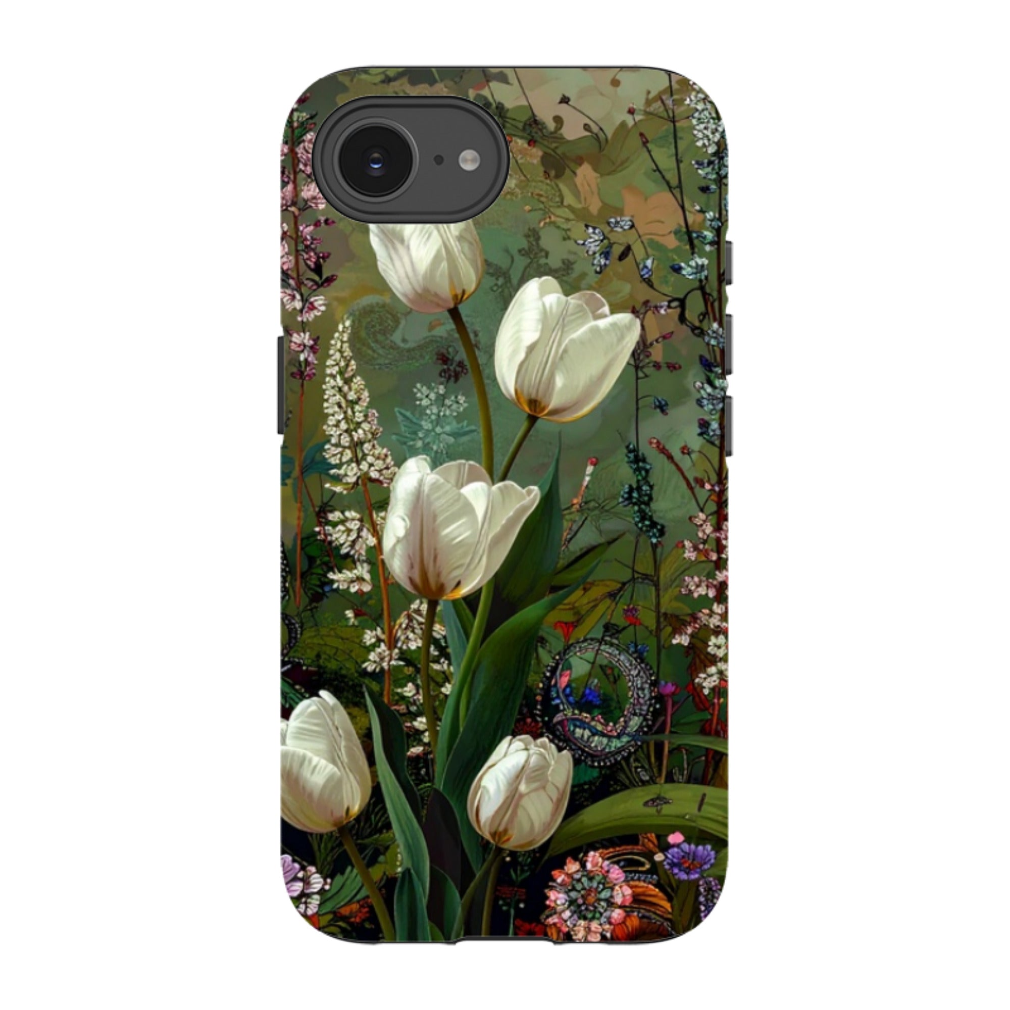 iPhone Tough Case - Green Vyne White Tulips