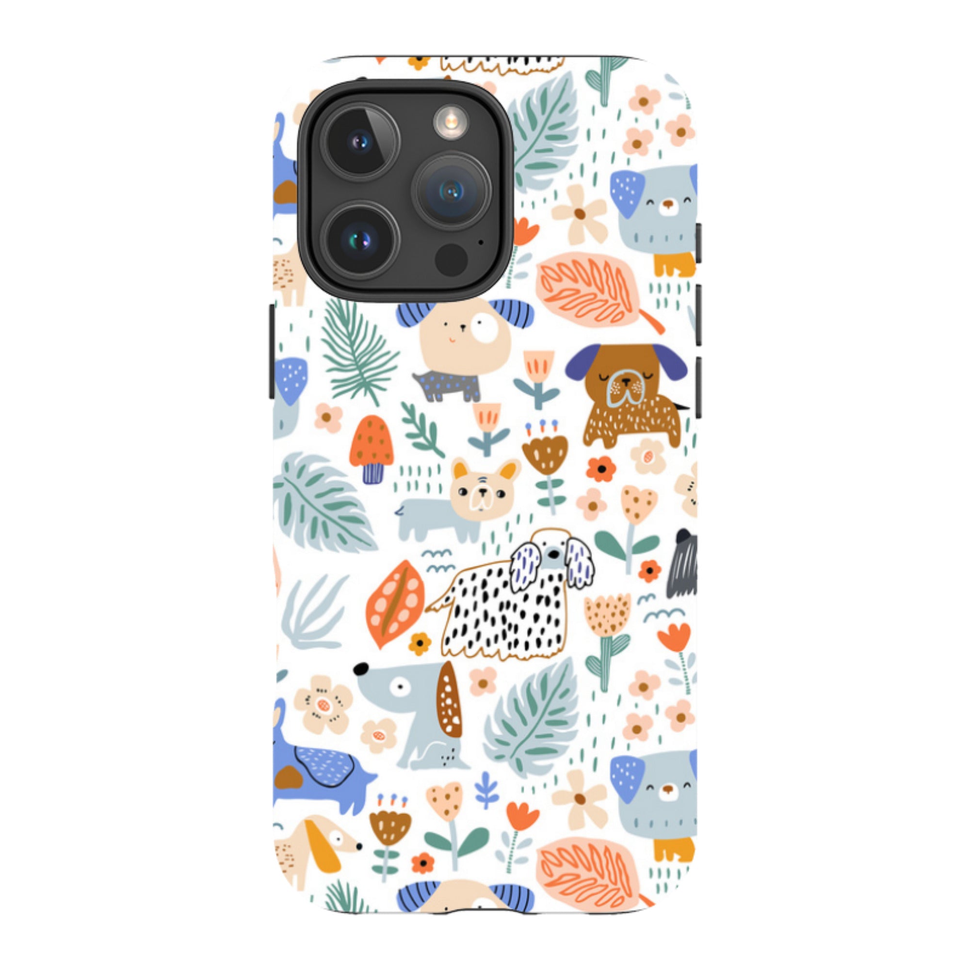 iPhone Tough Case - Dog Floral Pattern