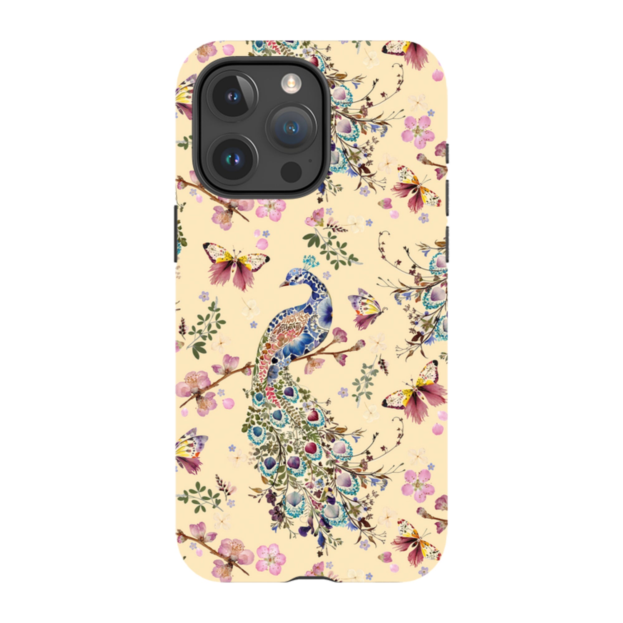 iPhone Tough Case - Peacock and Cherry Blossoms Lilly By Helen Ahpornsiri