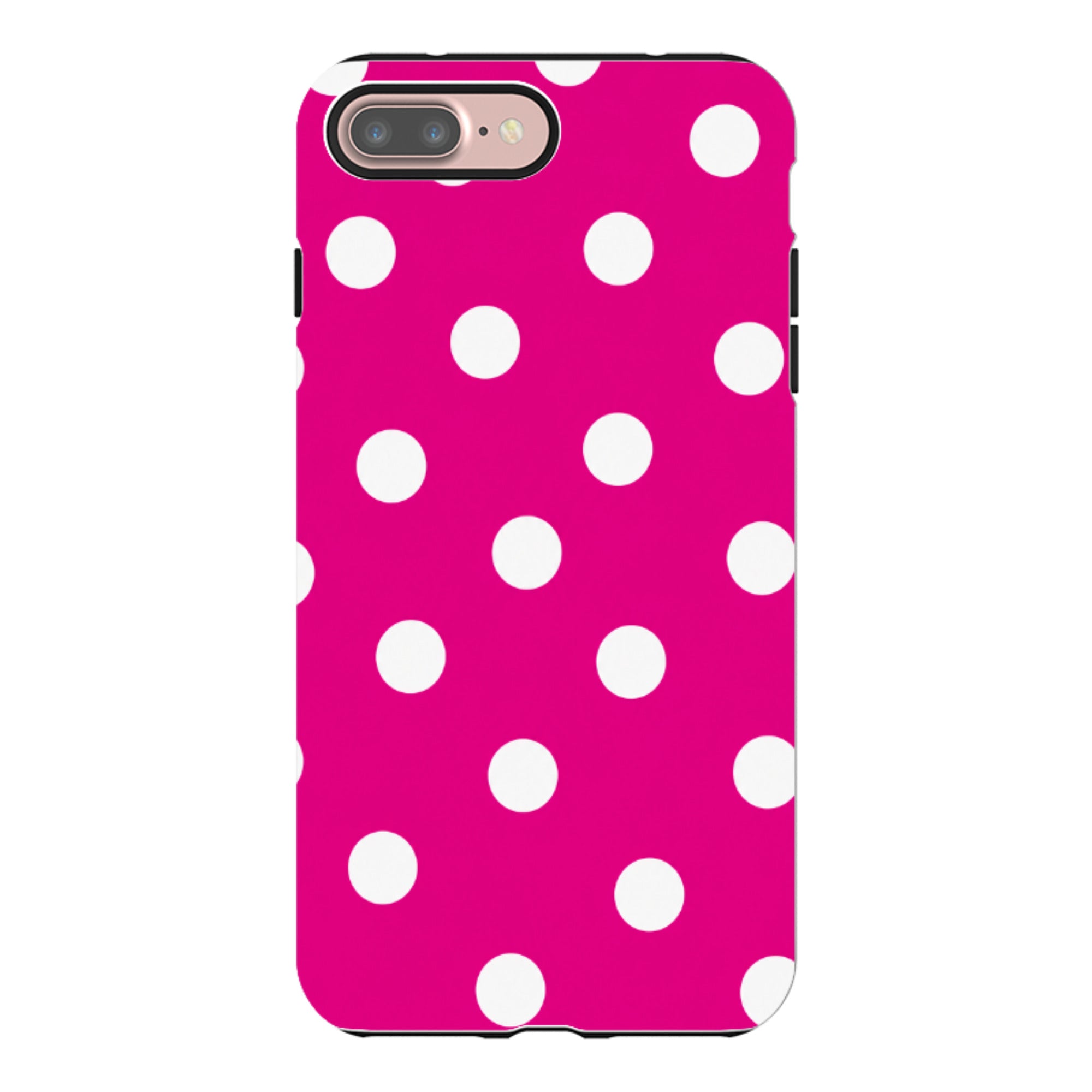 iPhone Tough Case - Hot Pink & White Polka Dot